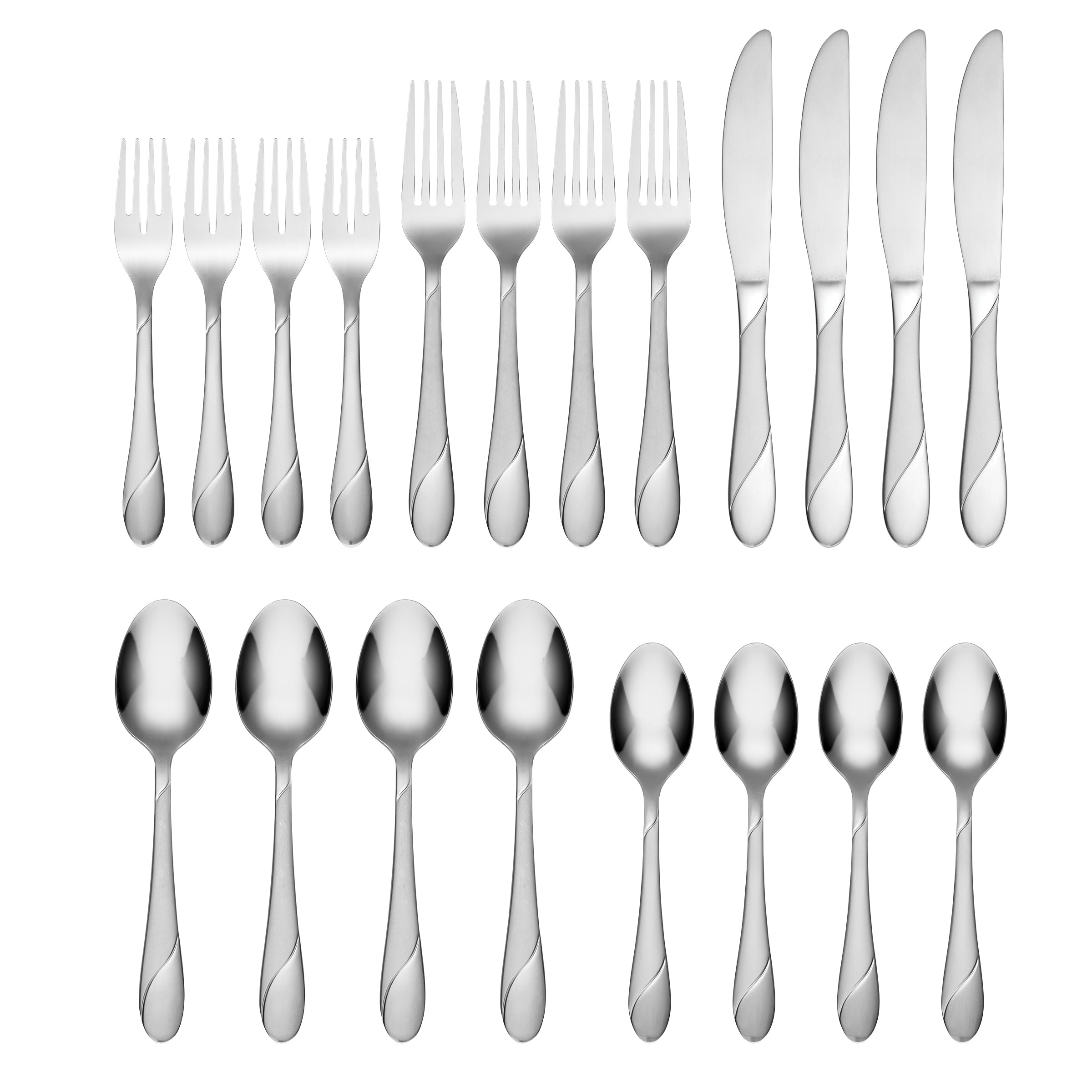 20-Piece Flatware Set with Mirror & Sand Finish | Swirl