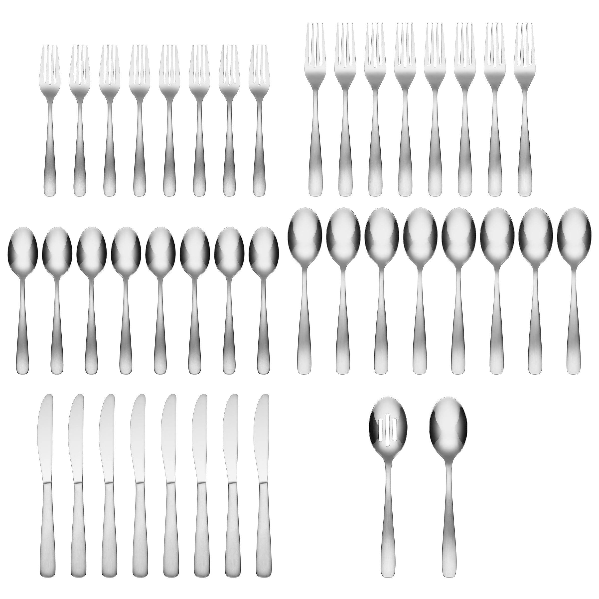 42-Piece Stainless Steel Flatware Set for Entertaining | Bourne Satin Mirror