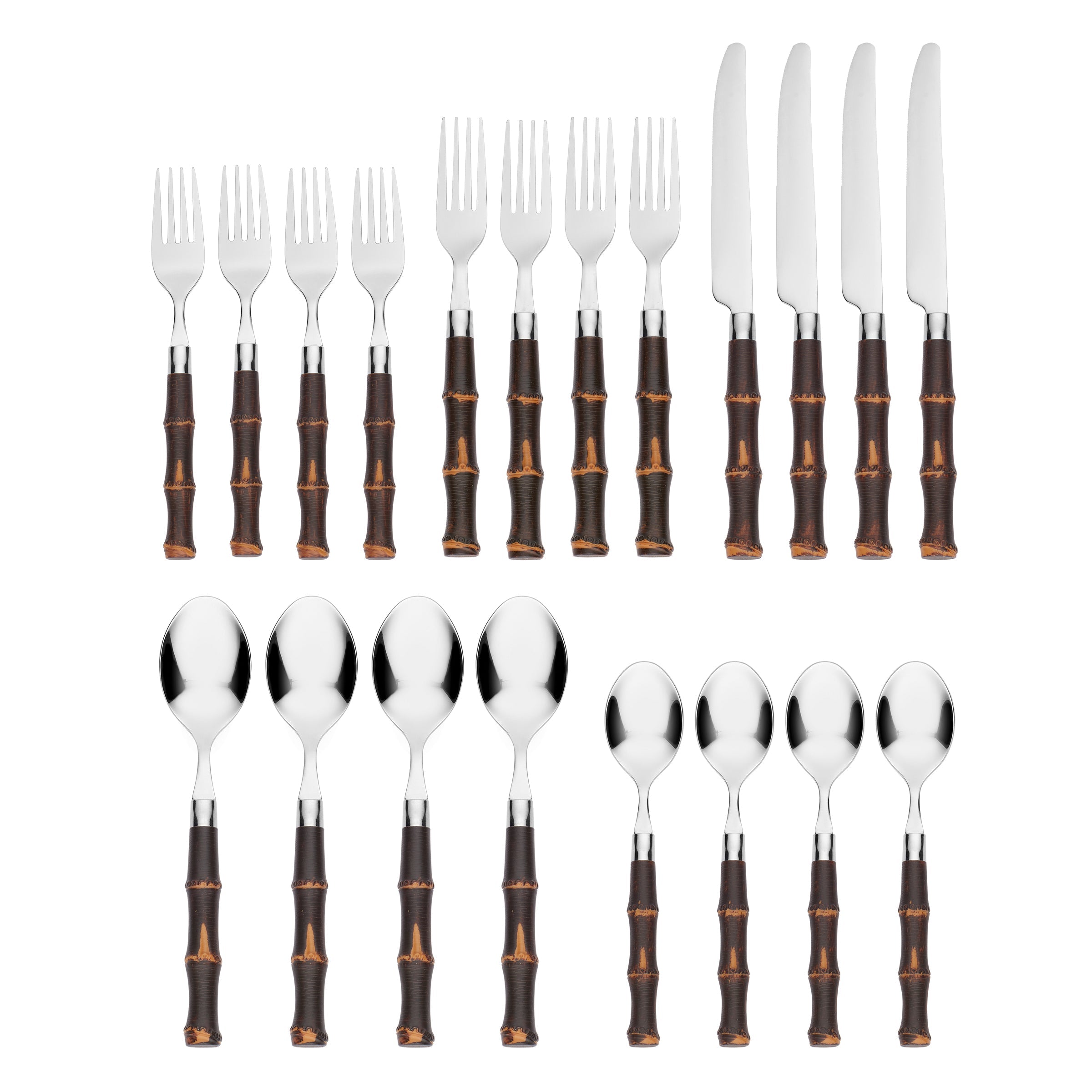 Bamboo Handle 20-Piece Flatware Set | Eco-Friendly Cutlery