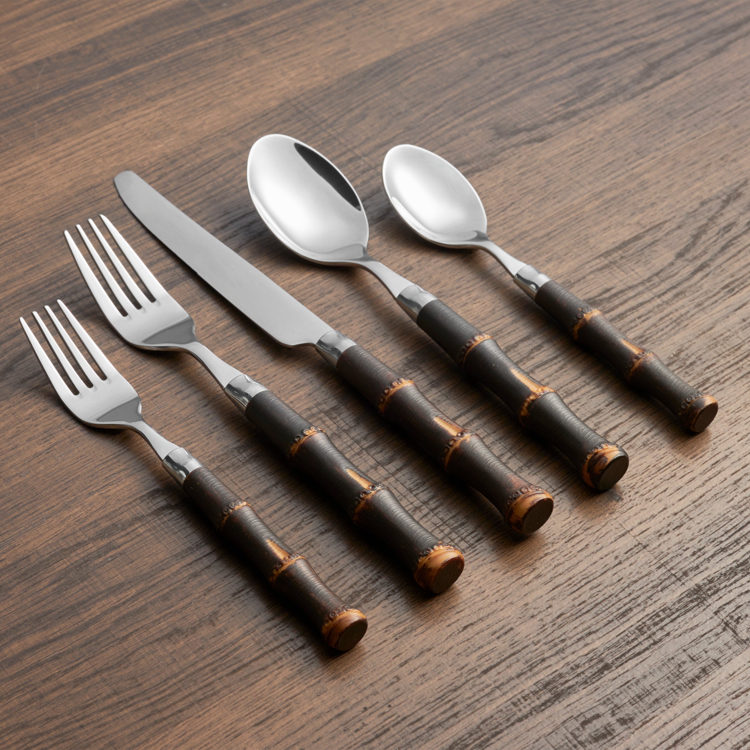 Bamboo Handle 20-Piece Flatware Set | Eco-Friendly Cutlery