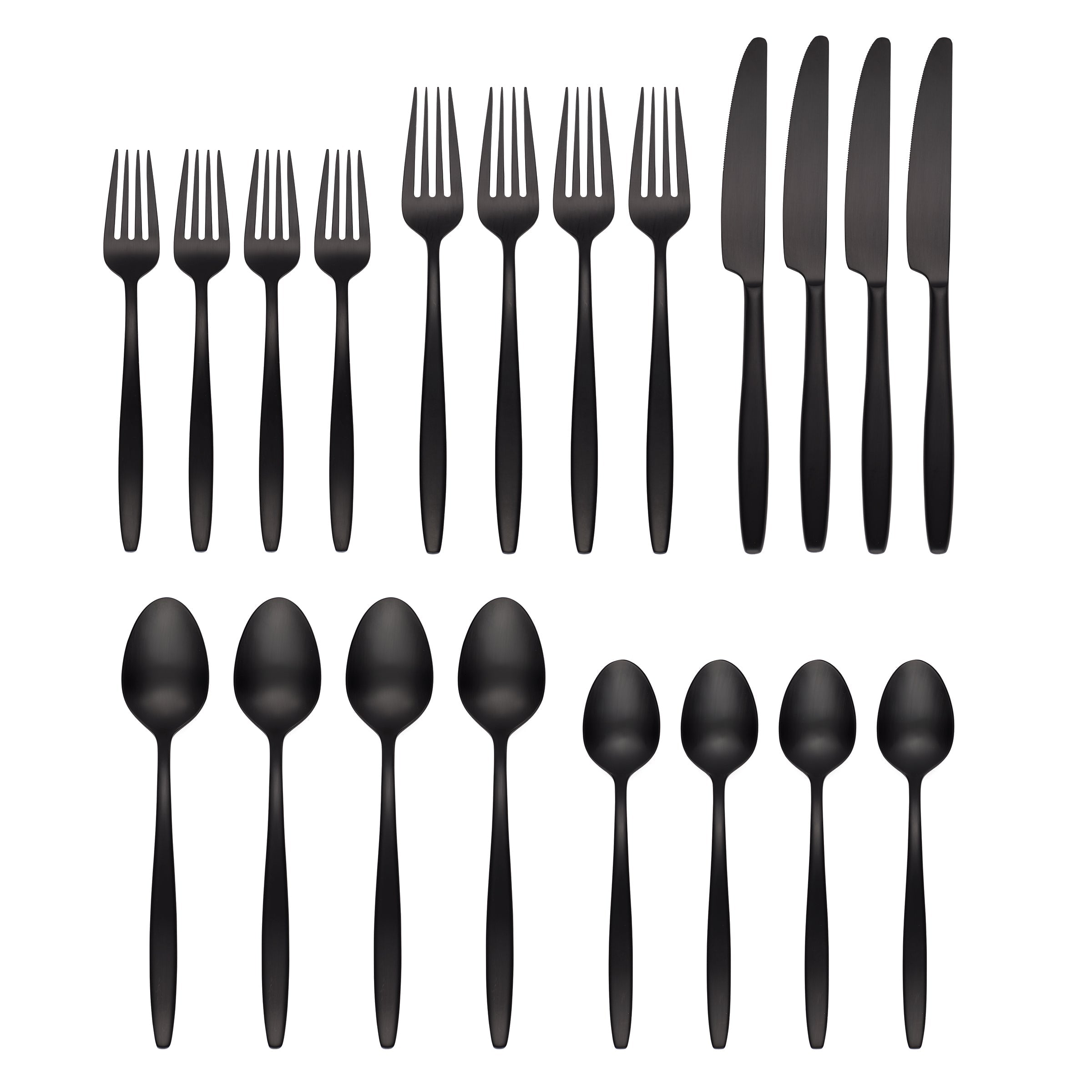 20-Piece Black Satin Flatware Set with Slim Handles | Nylah
