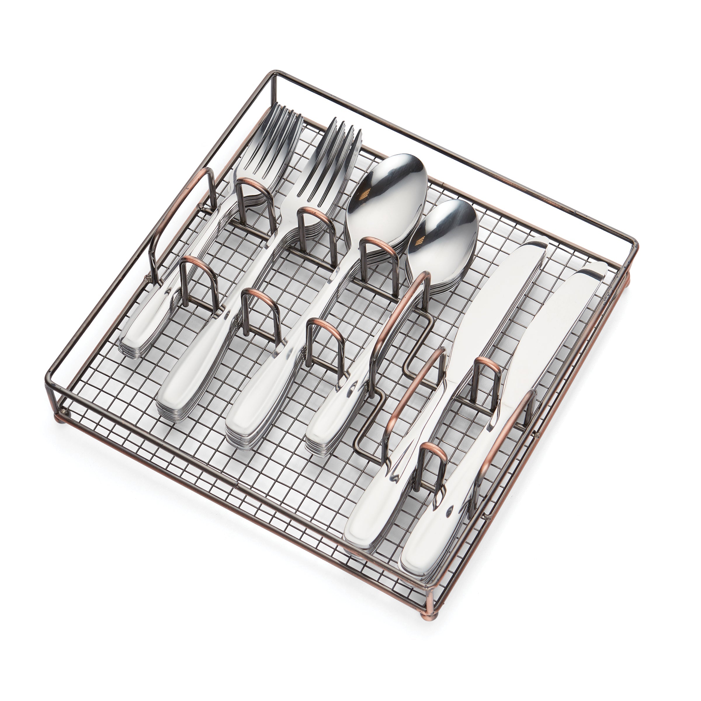 40-Piece Flatware Set with Rustic Caddy | Waylen Mirror