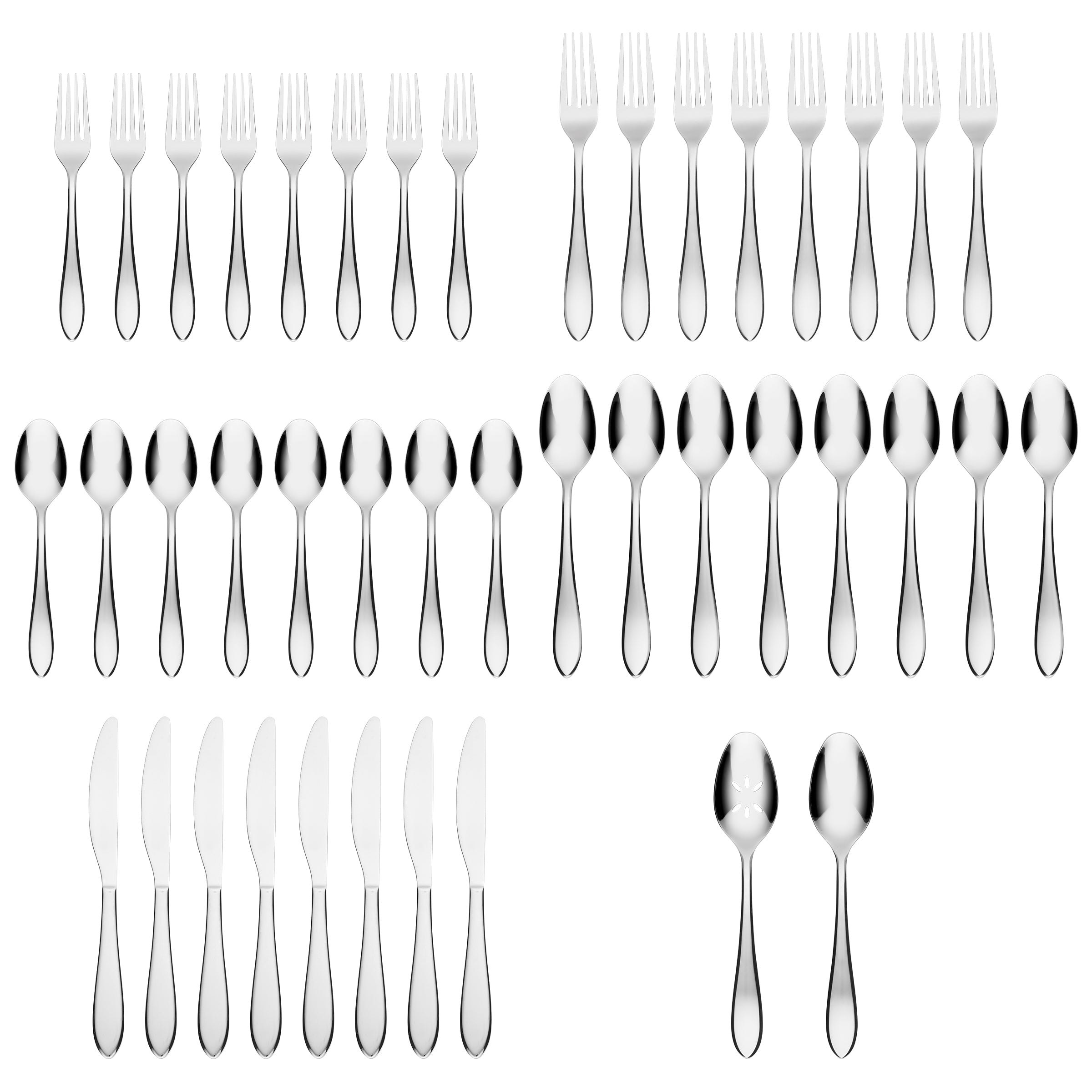 Mirror Finish Flatware Set 42-Piece for 8 | Delia Modern Cutlery