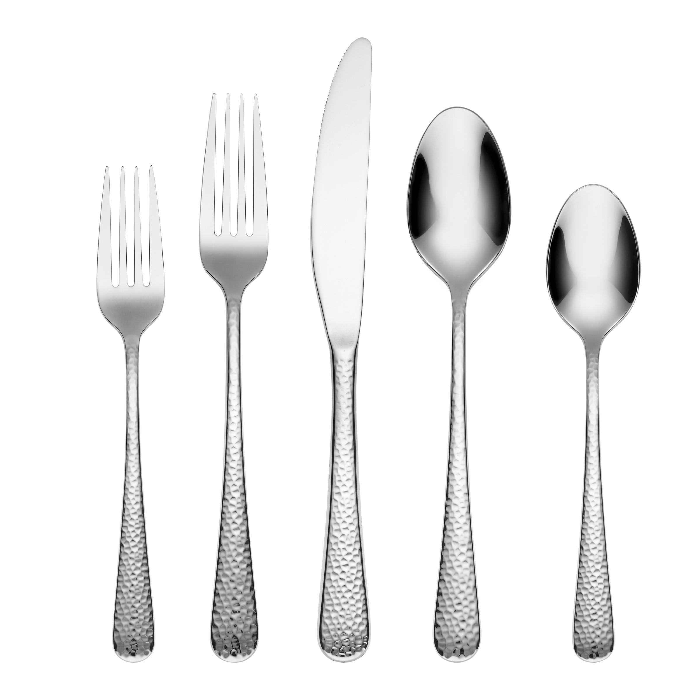 Hammered Mirror Finish Flatware Set 20-Piece | Keene