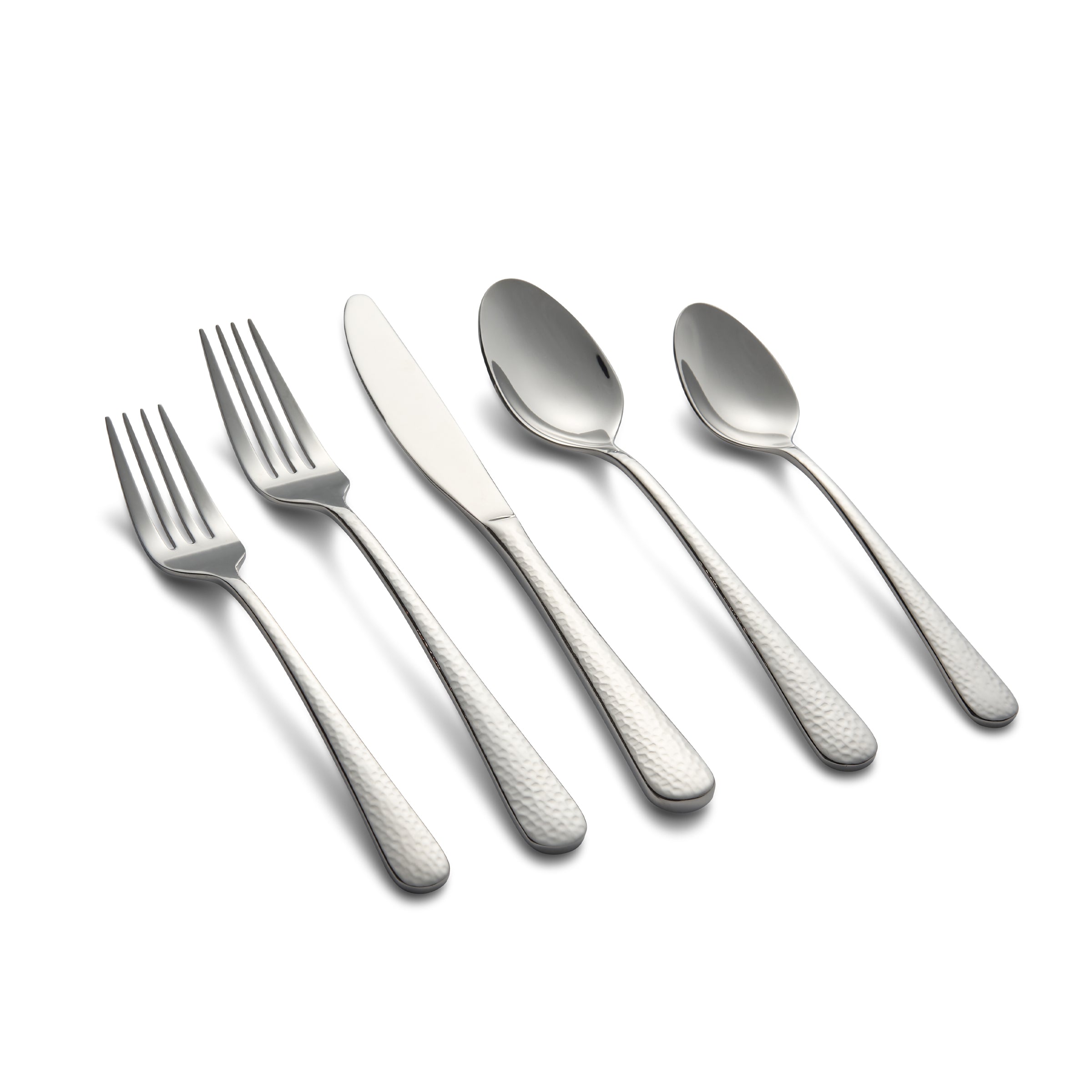 Hammered Mirror Finish Flatware Set 20-Piece | Keene