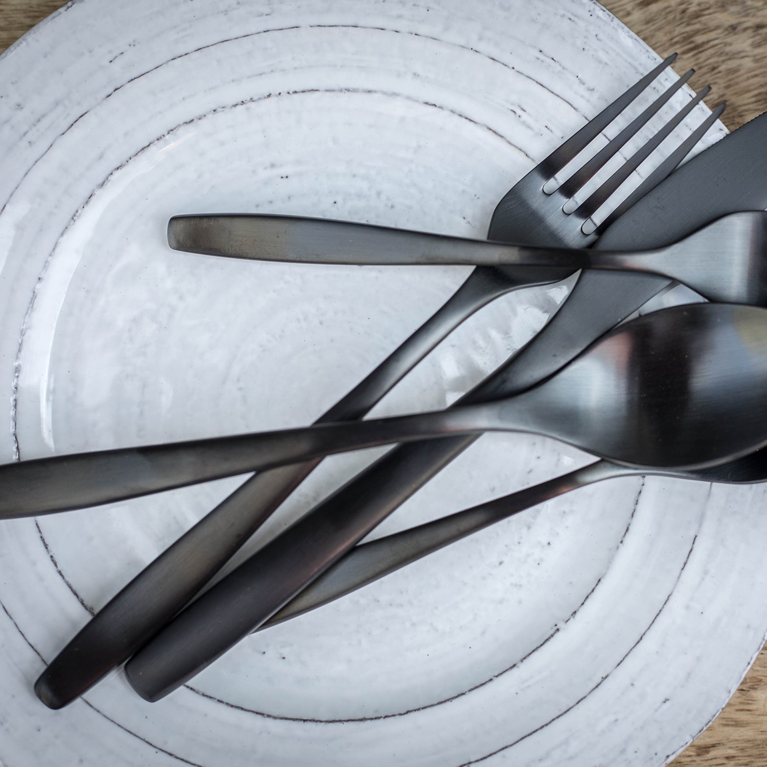 20-Piece Black Satin Flatware Set for 4 | Averie