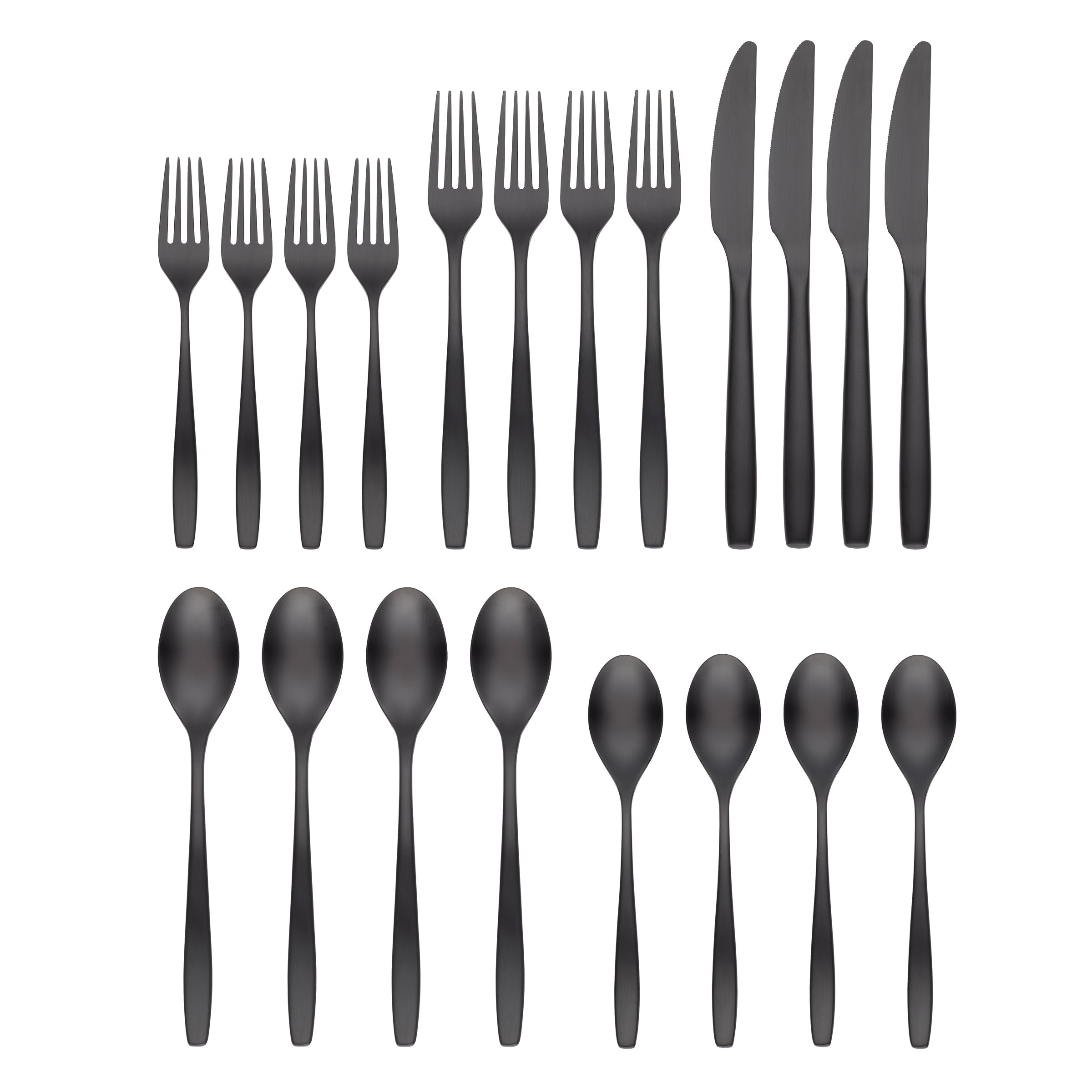 20-Piece Black Satin Flatware Set for 4 | Averie