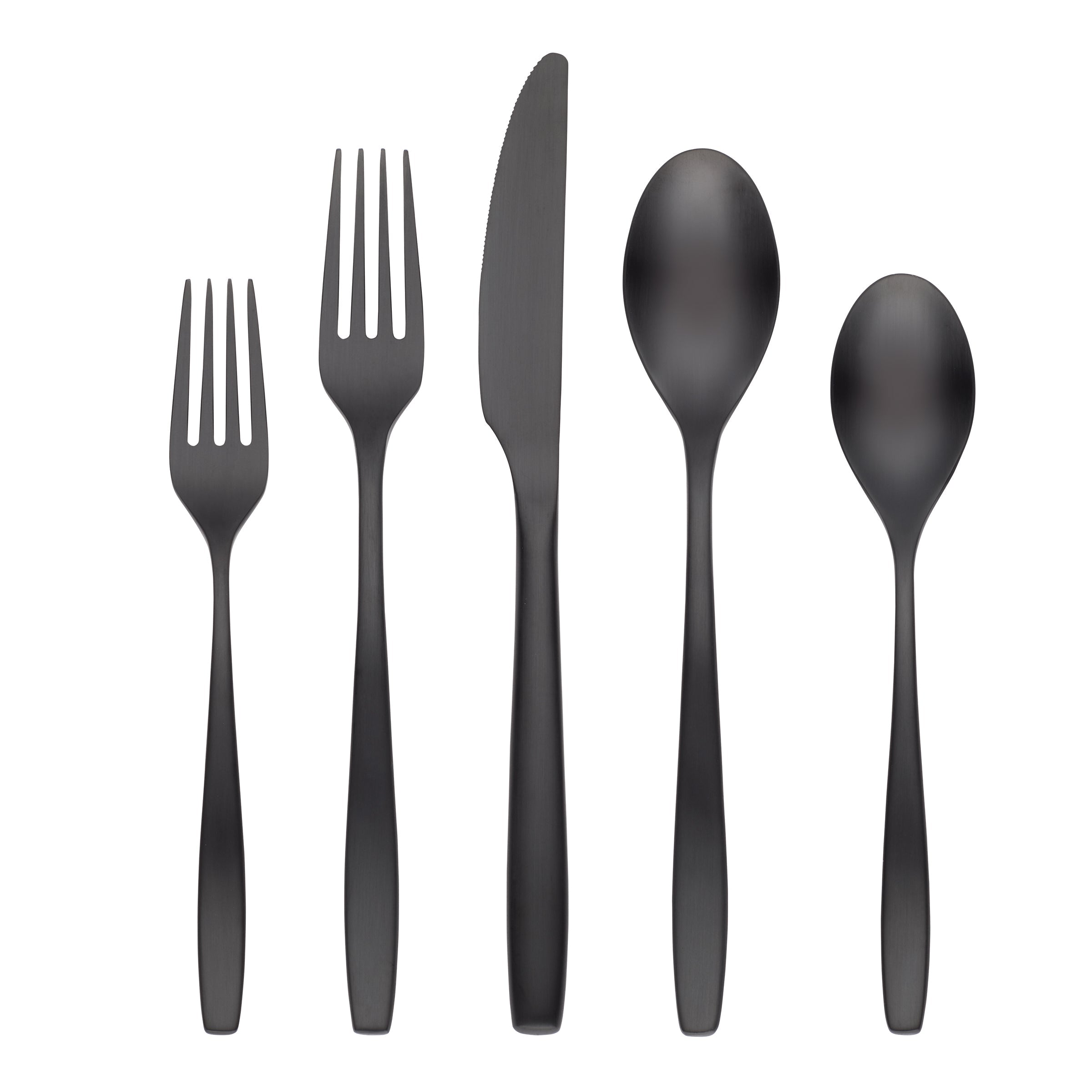 20-Piece Black Satin Flatware Set for 4 | Averie