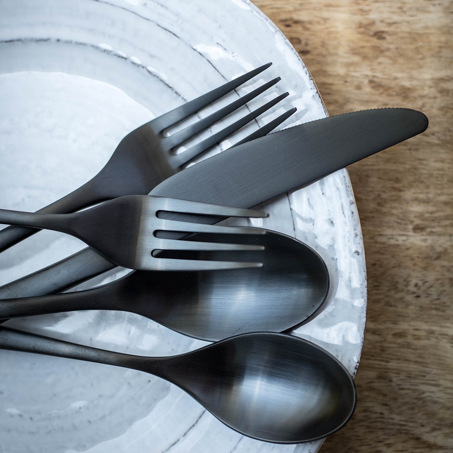 20-Piece Black Satin Flatware Set for 4 | Averie