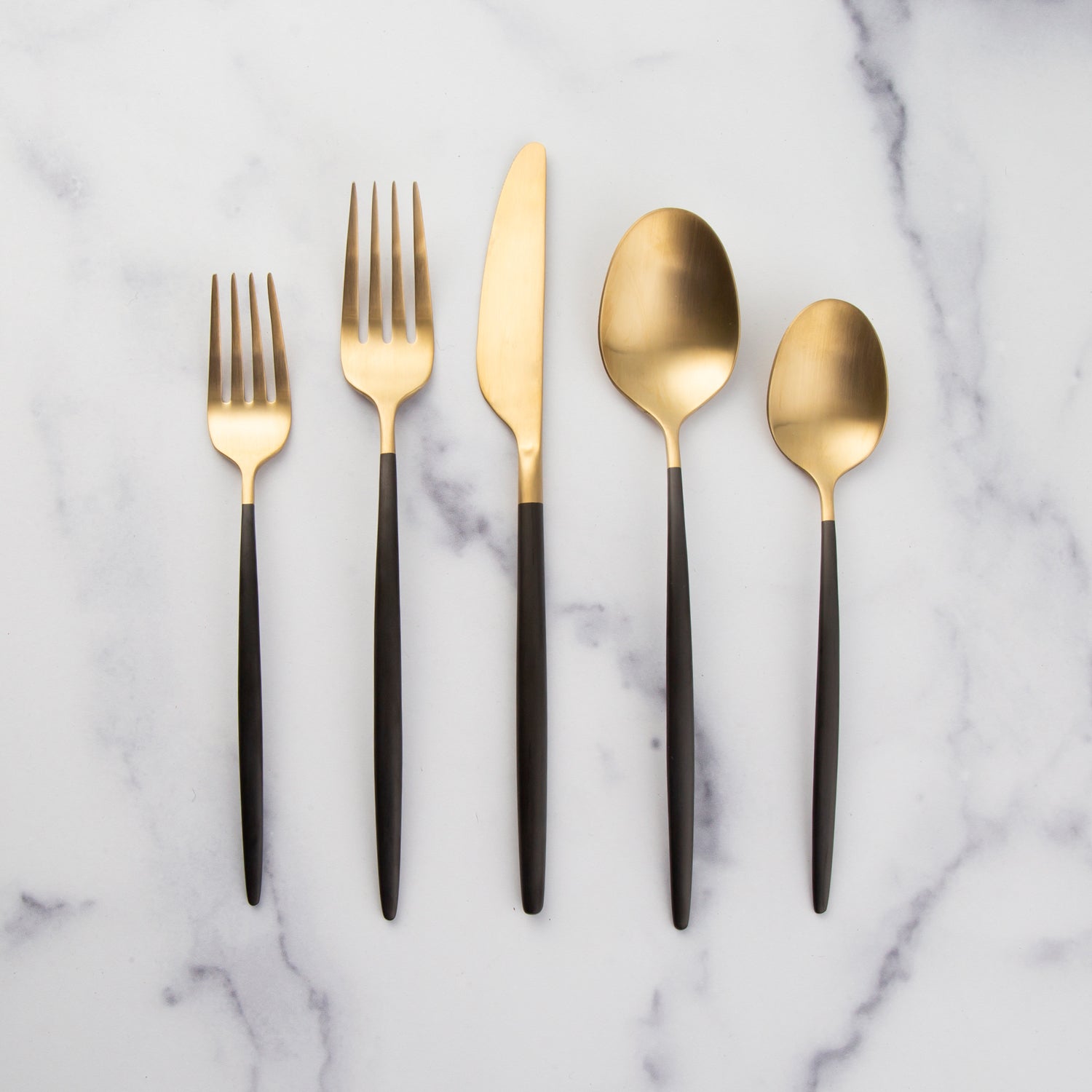 Black & Gold Flatware Set 20-Piece for 4 | Gaze Champagne Satin