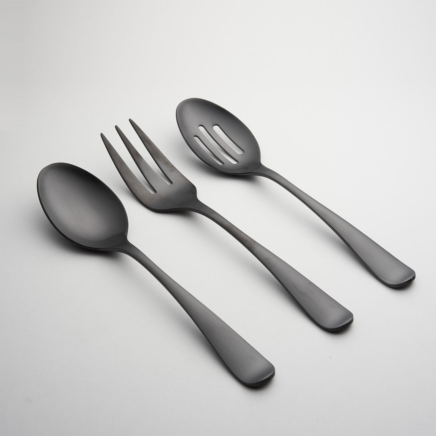 Black Satin 3-Piece Hostess Serving Set with Modern Handle | Rhiannon