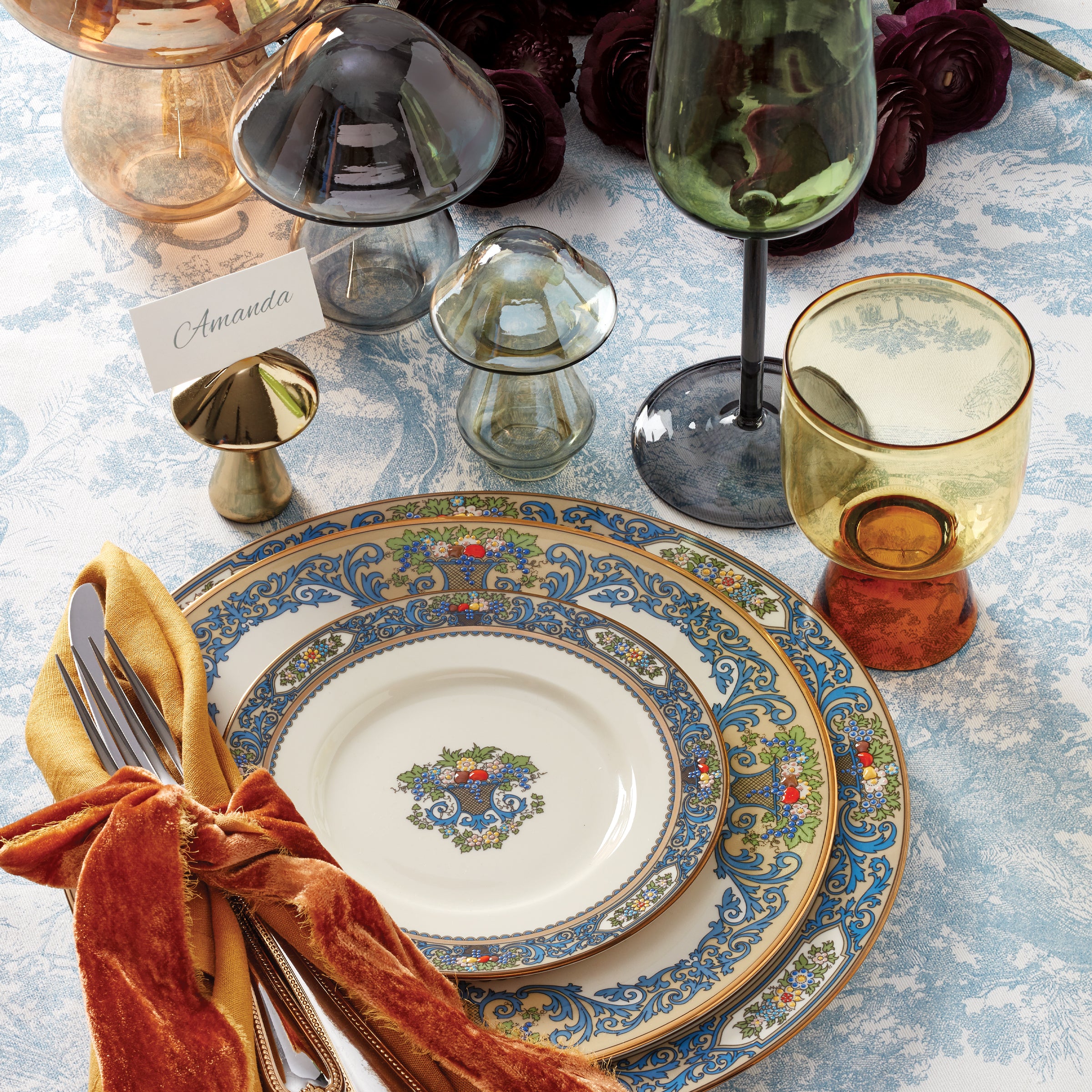 Hand-Painted Autumn Accent Plate with Gold Details | Dishwasher Safe