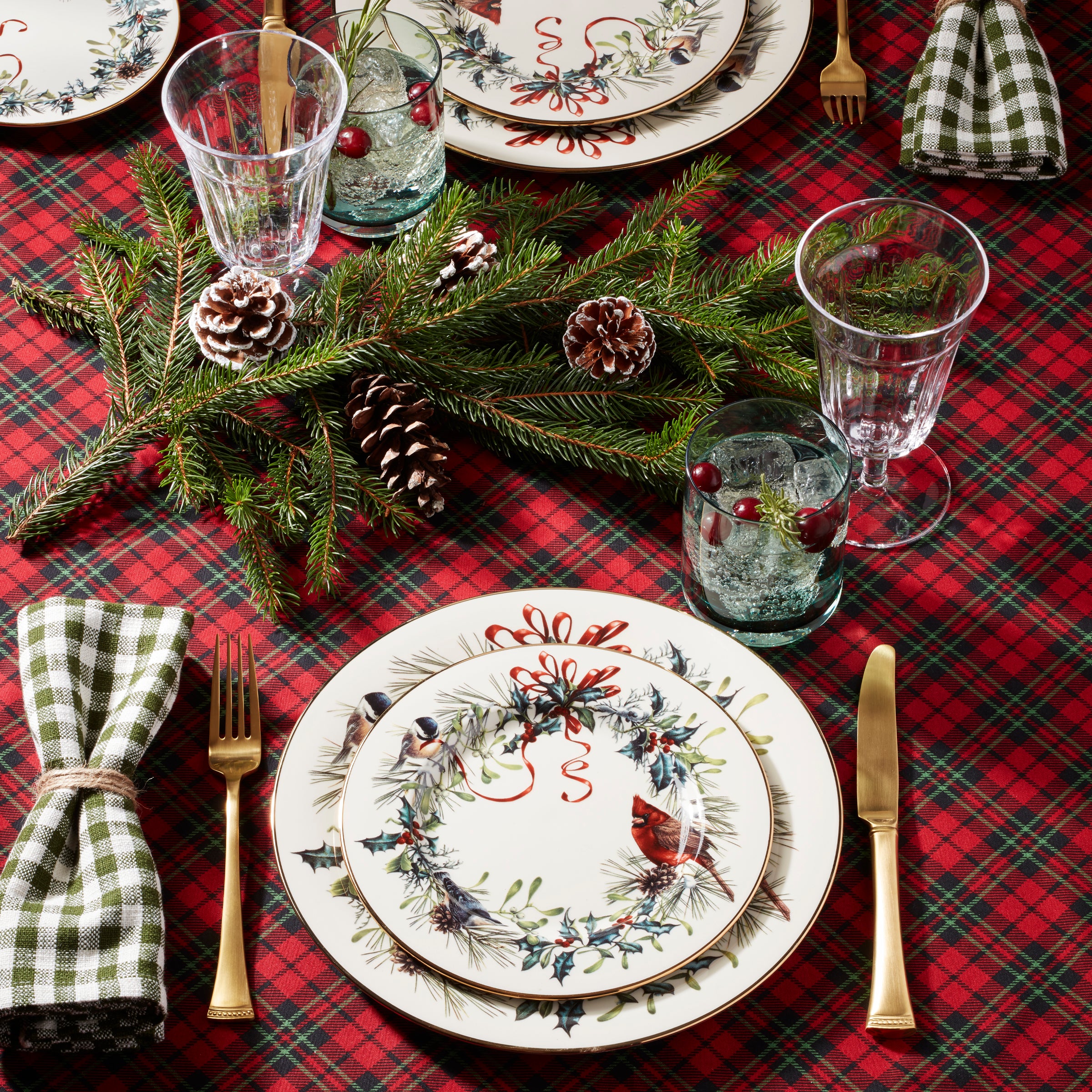 Porcelain Winter Greetings Accent Plate with 24k Gold | Holiday Tabletop Decor