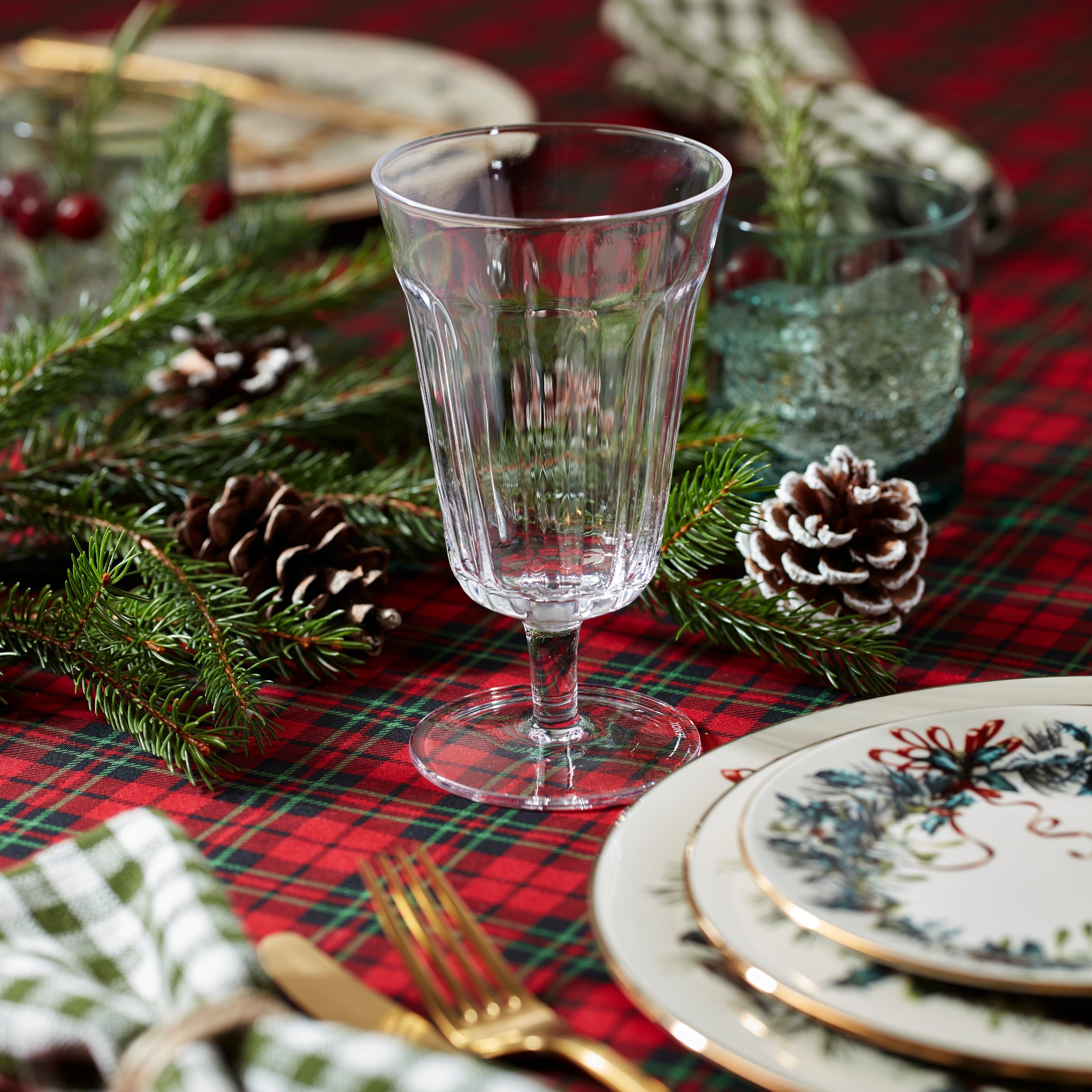 Porcelain Winter Greetings Accent Plate with 24k Gold | Holiday Tabletop Decor
