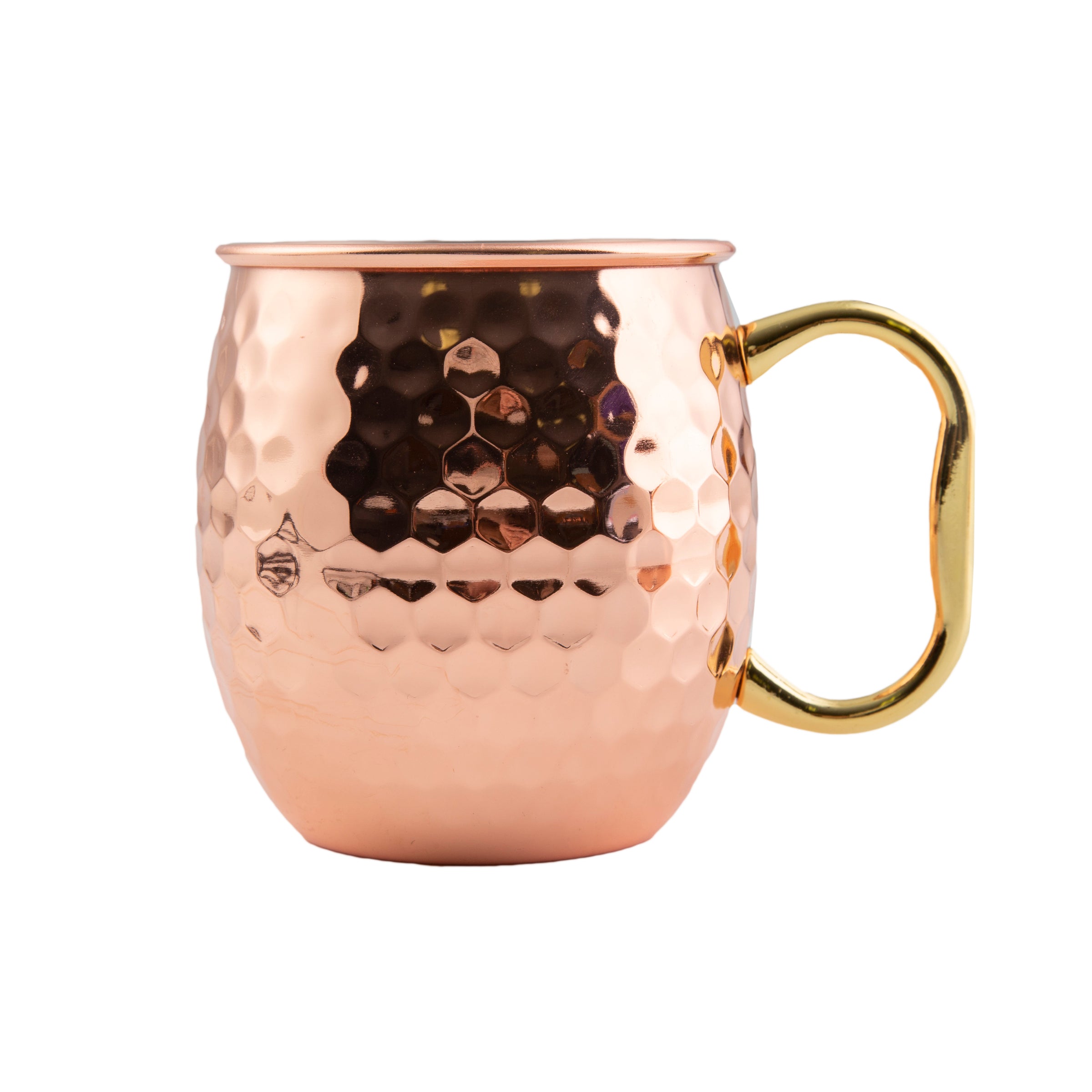 Hammered Copper Moscow Mule Mug with Gold Handle | Shatter-Resistant