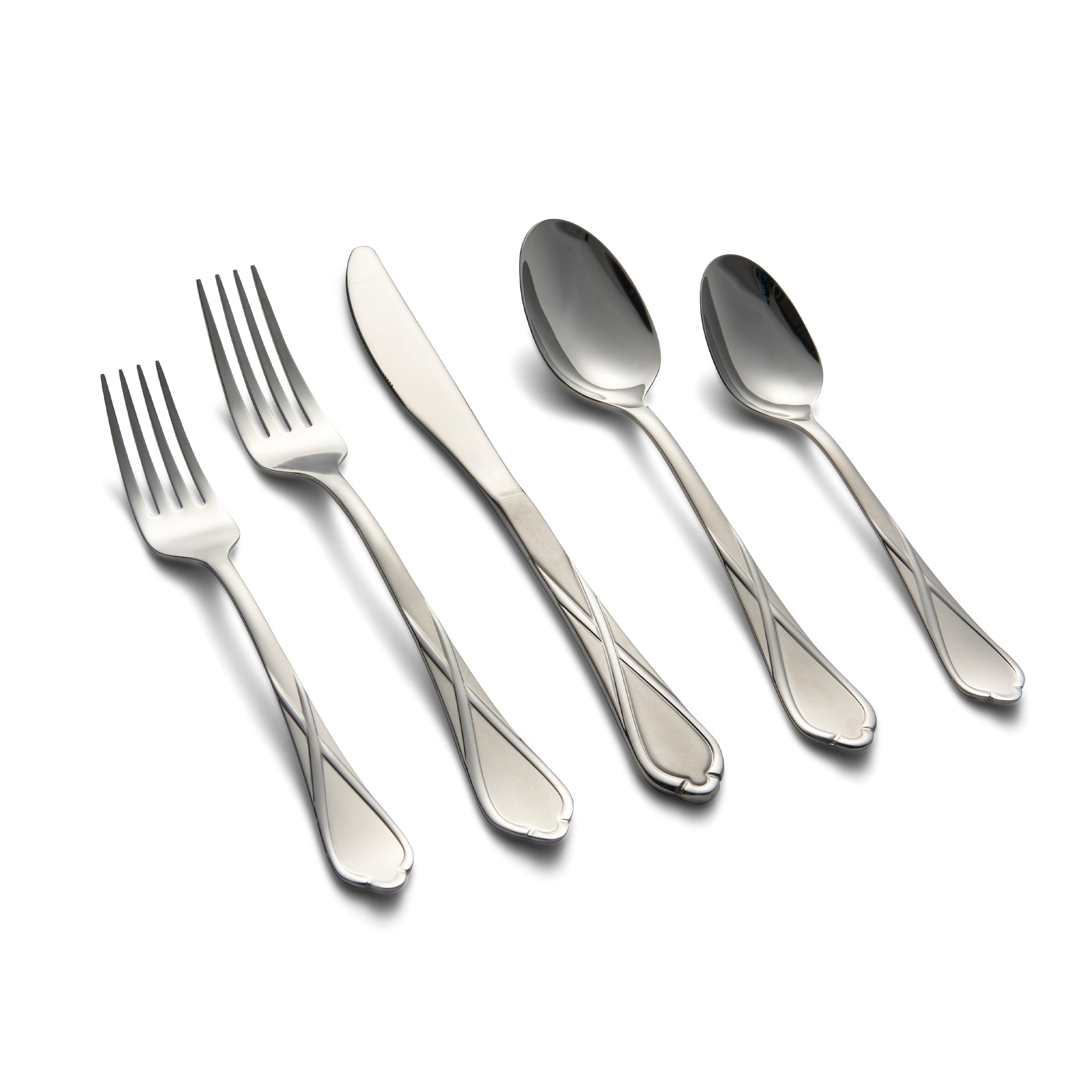 Heather Sand 20-Piece Flatware Set with Ribbon Design | Elegant Dining