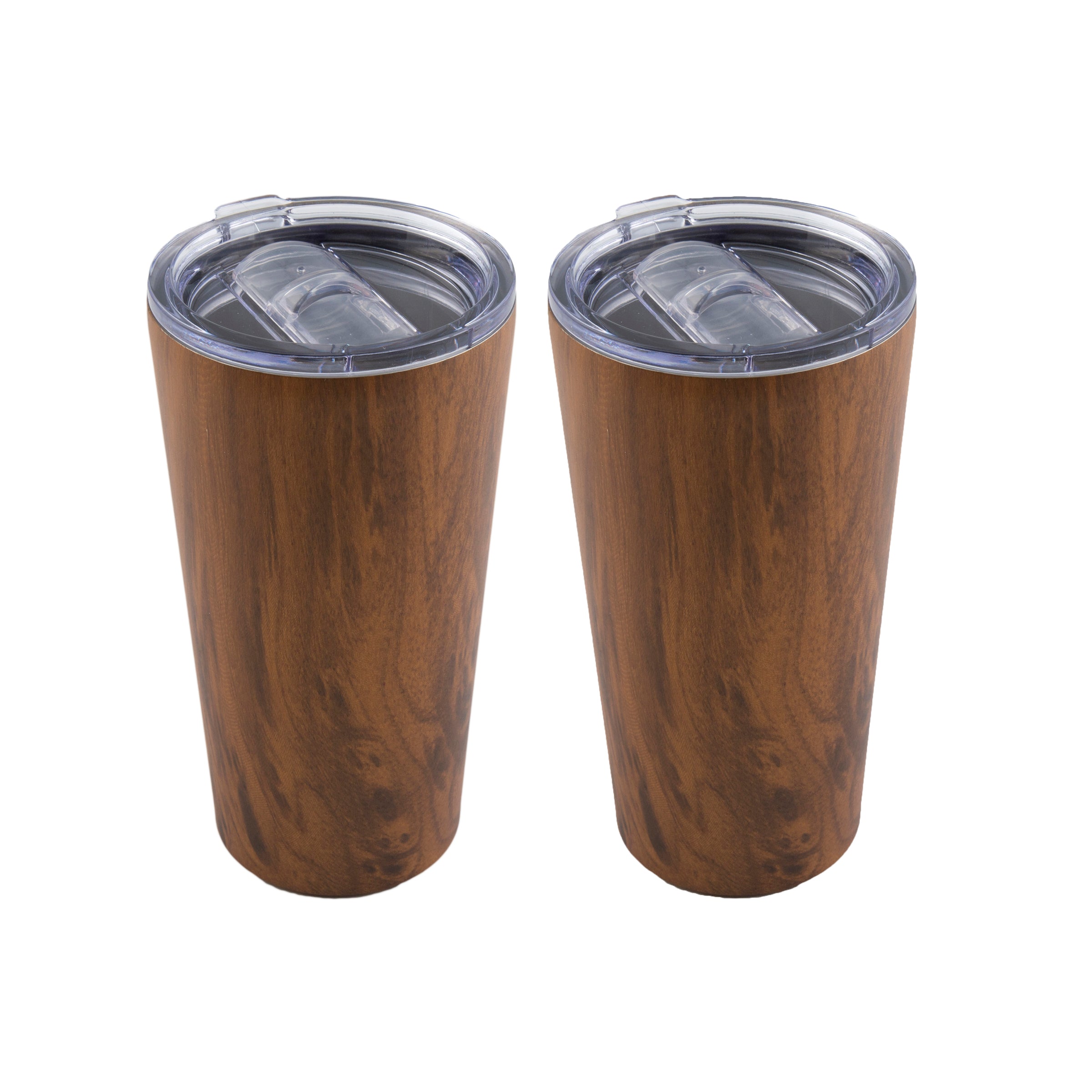 Stainless Steel Highball Tumblers with Anti-Spill Lids - Set of 4