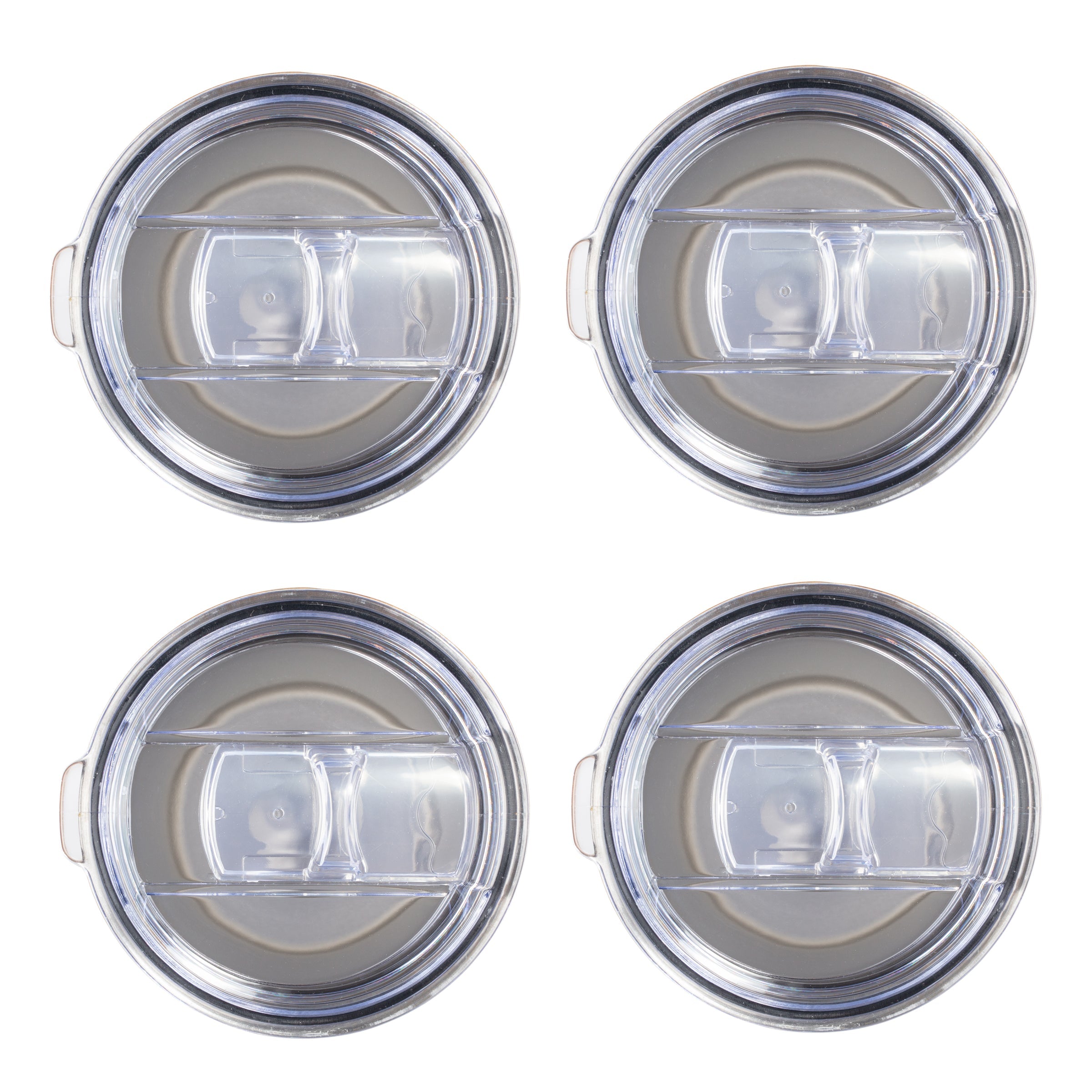 Stainless Steel Highball Tumblers with Anti-Spill Lids - Set of 4