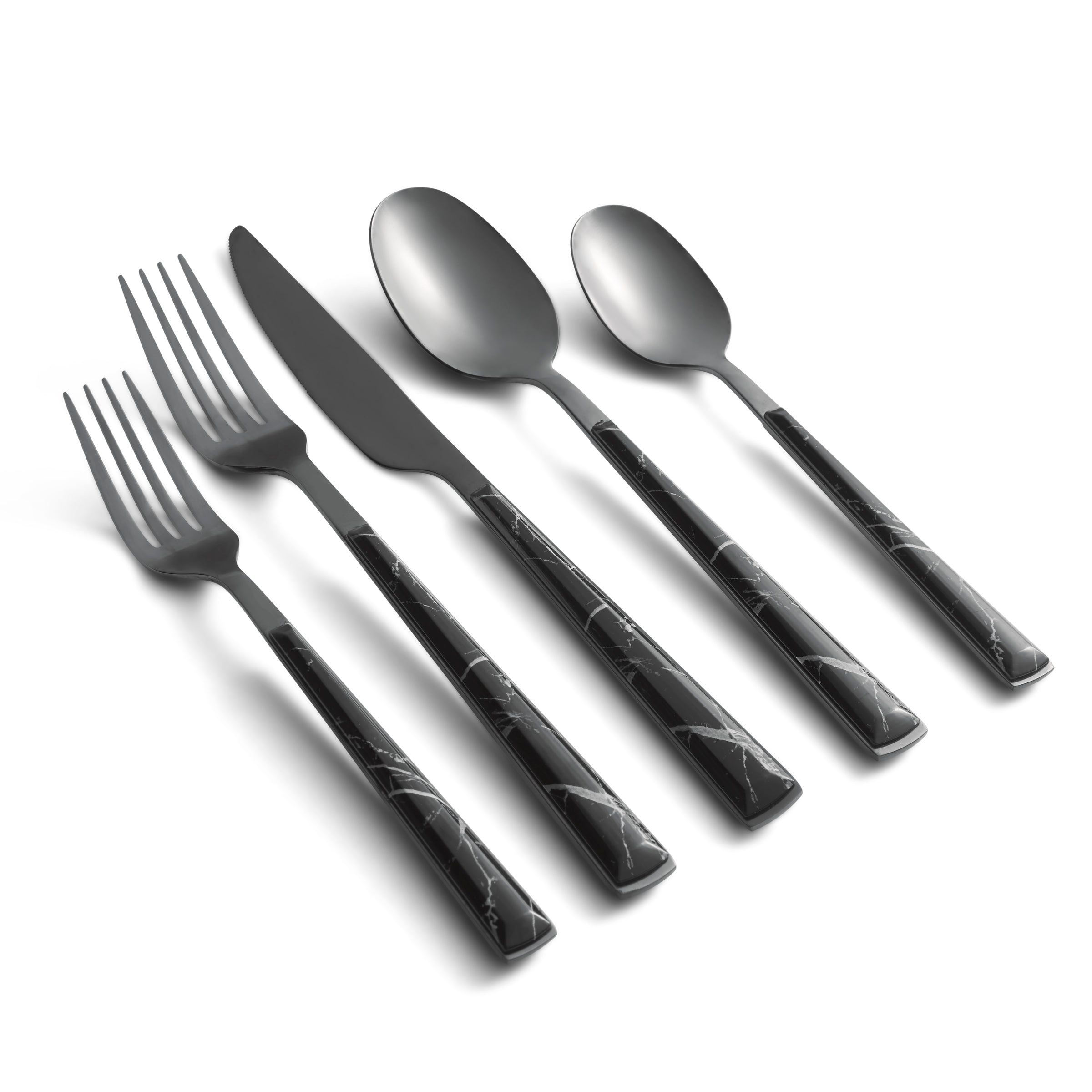 20-Piece Flatware Set with Black Marble Handle | Eivin Mirror
