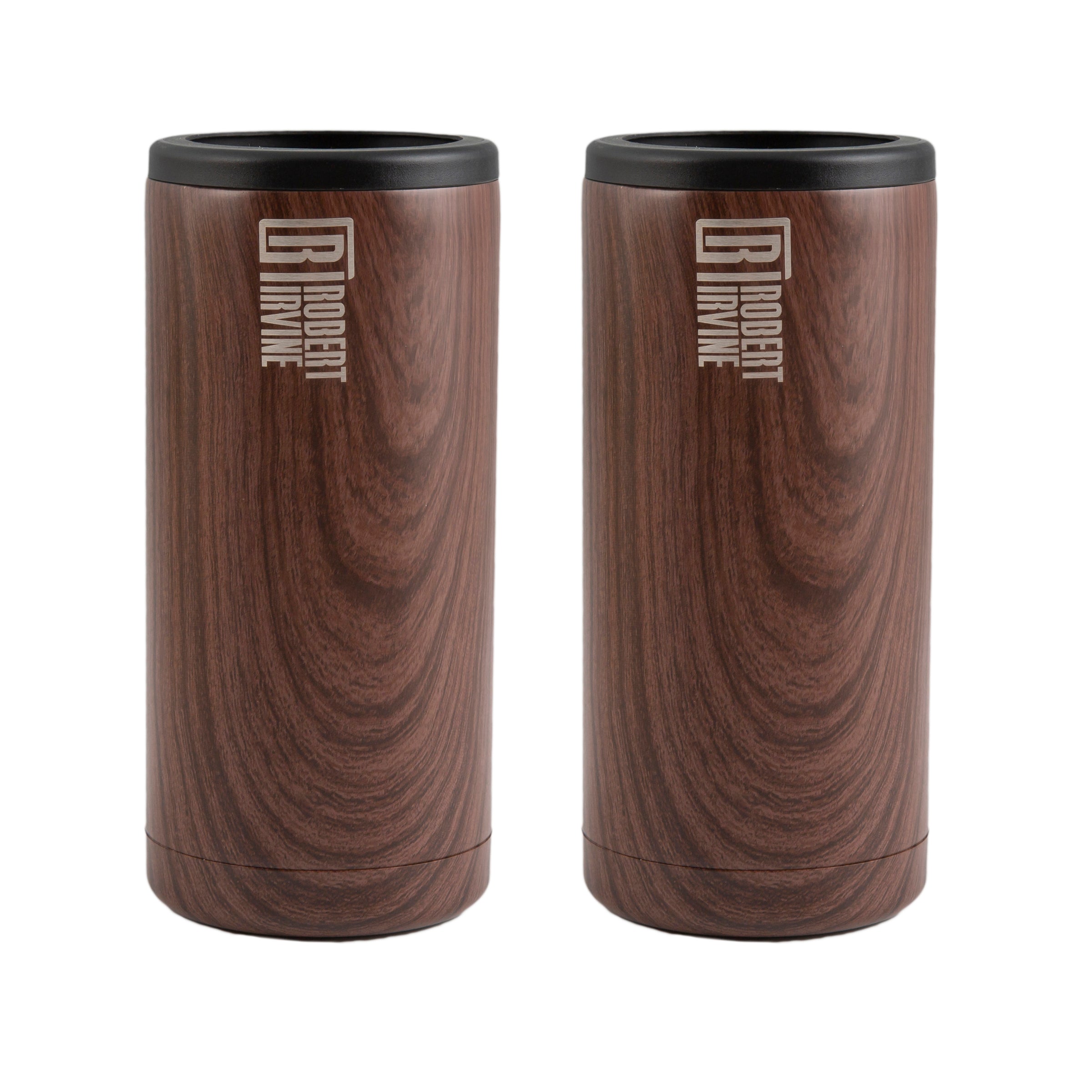 Slim Wood Can Coolers for Drinks - Set of 2 | Robert Irvine