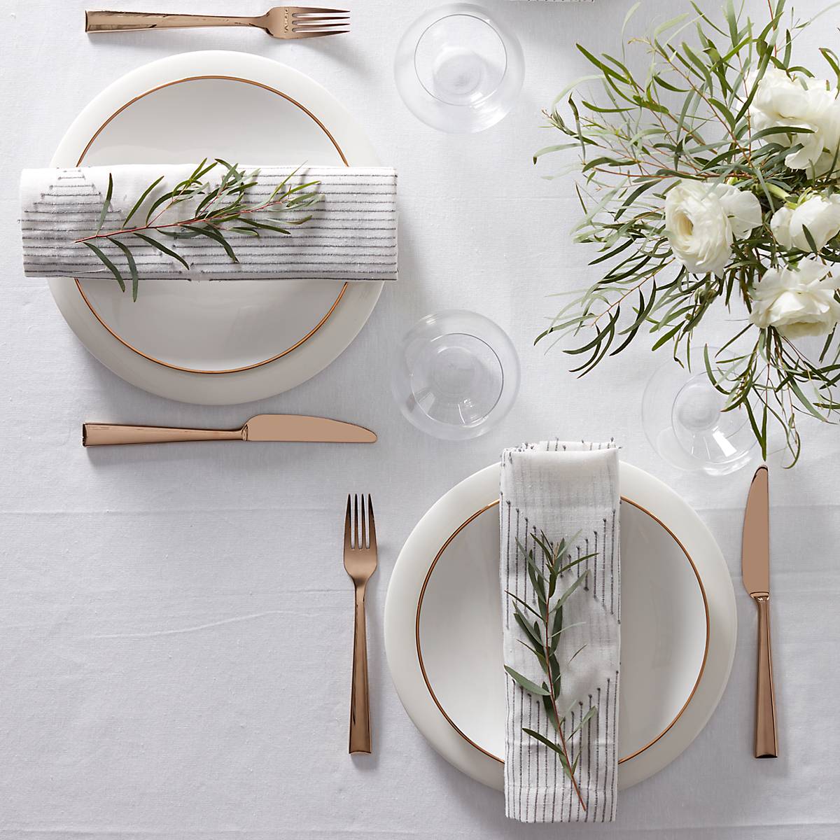 White Ceramic Salad Plate with Gold Accents | Trianna