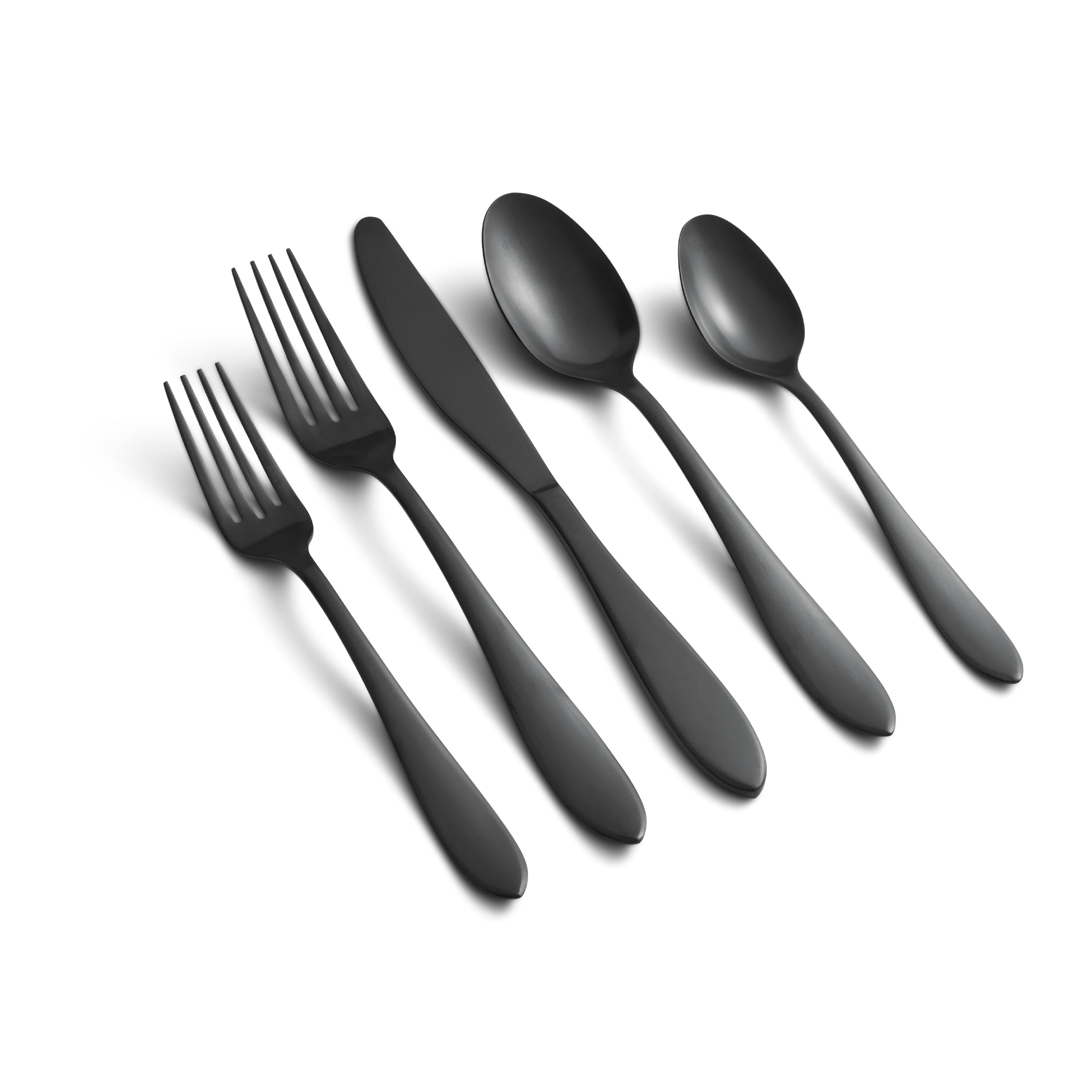 Black Satin Flatware Set 20-Piece for Entertaining | Delia