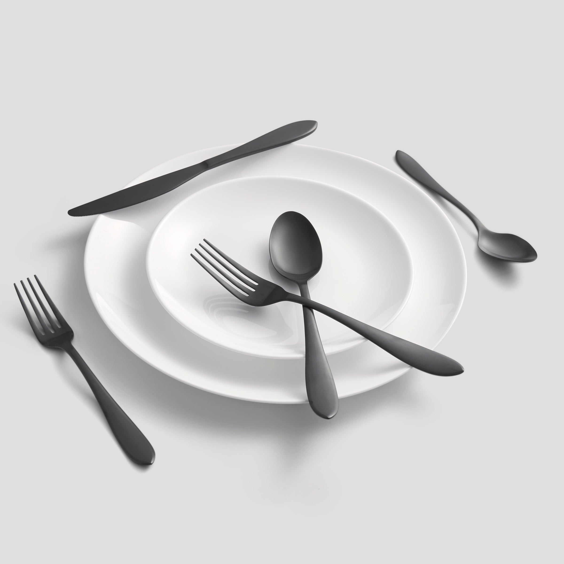 Black Satin Flatware Set 20-Piece for Entertaining | Delia