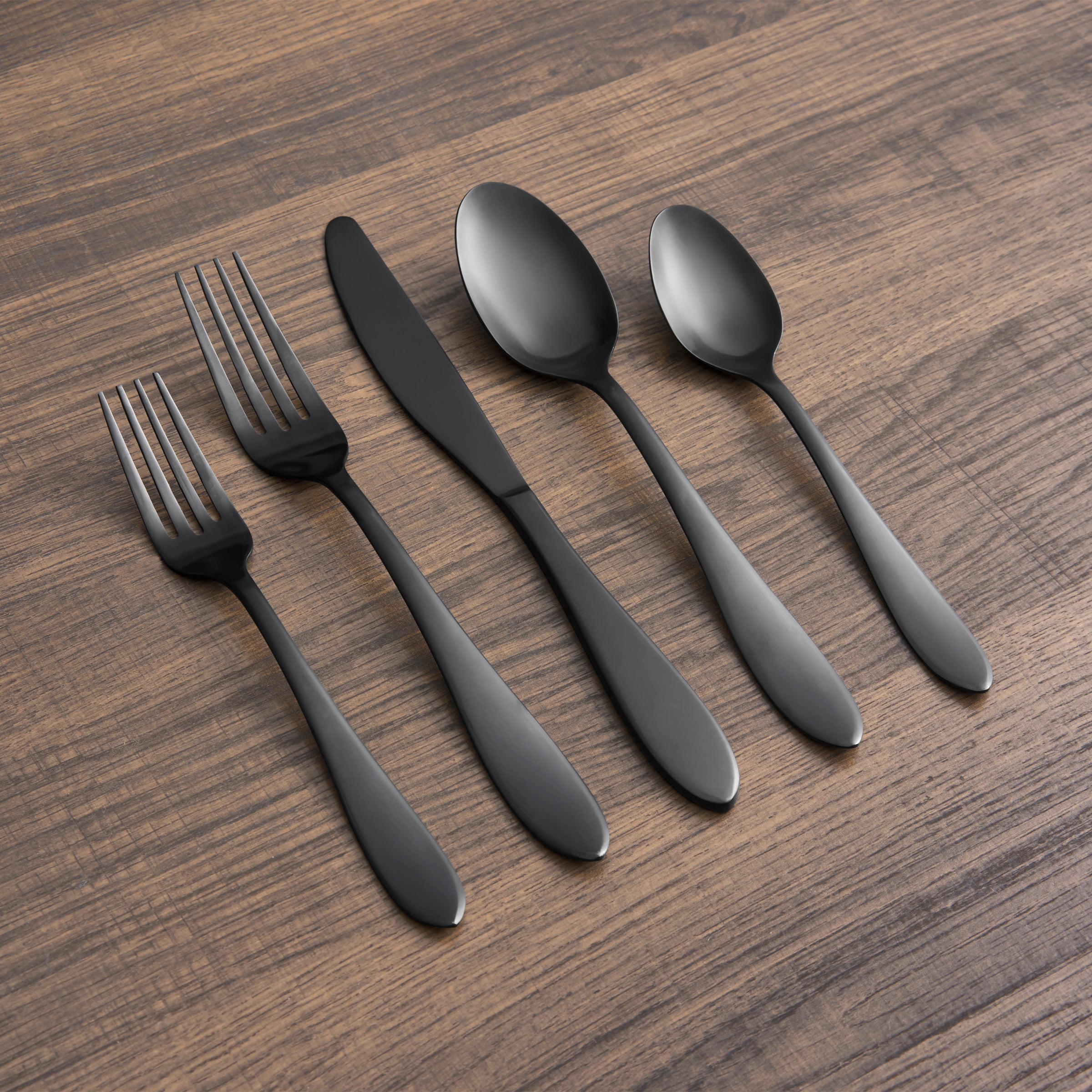 Black Satin Flatware Set 20-Piece for Entertaining | Delia
