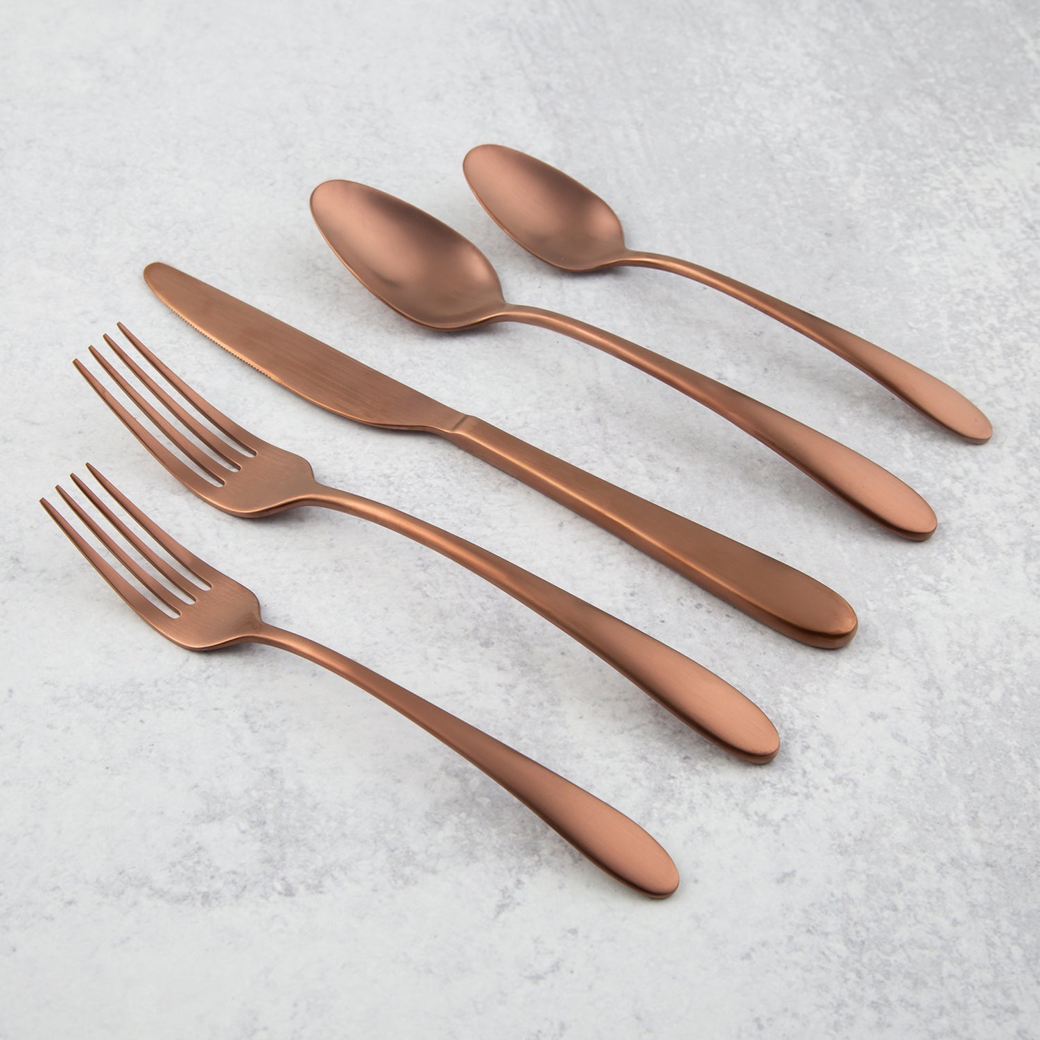 Copper Satin Flatware Set 20-Piece for 4 | Poet