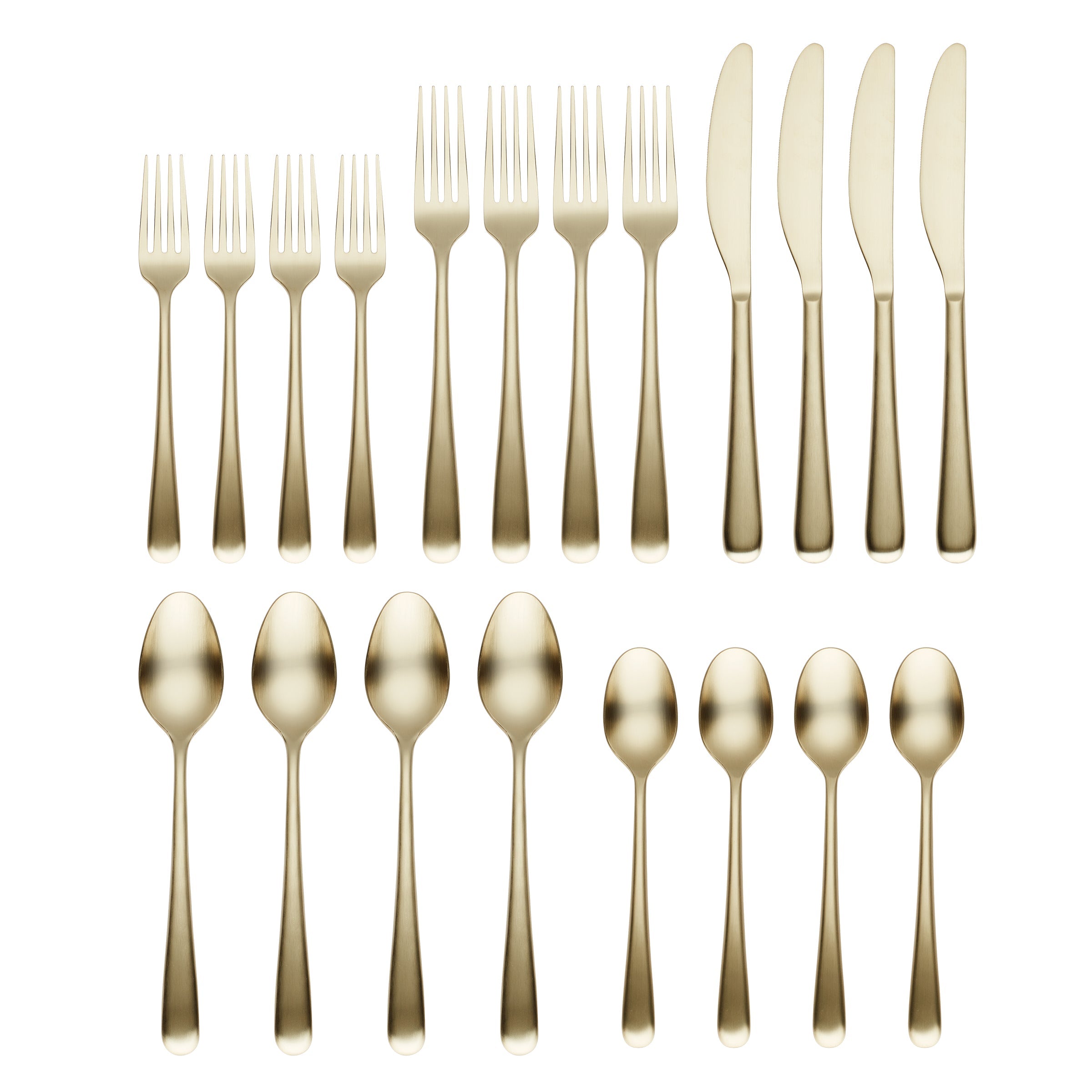 Champagne Satin Flatware Set with Ombre Tips | Rafael 20-Piece