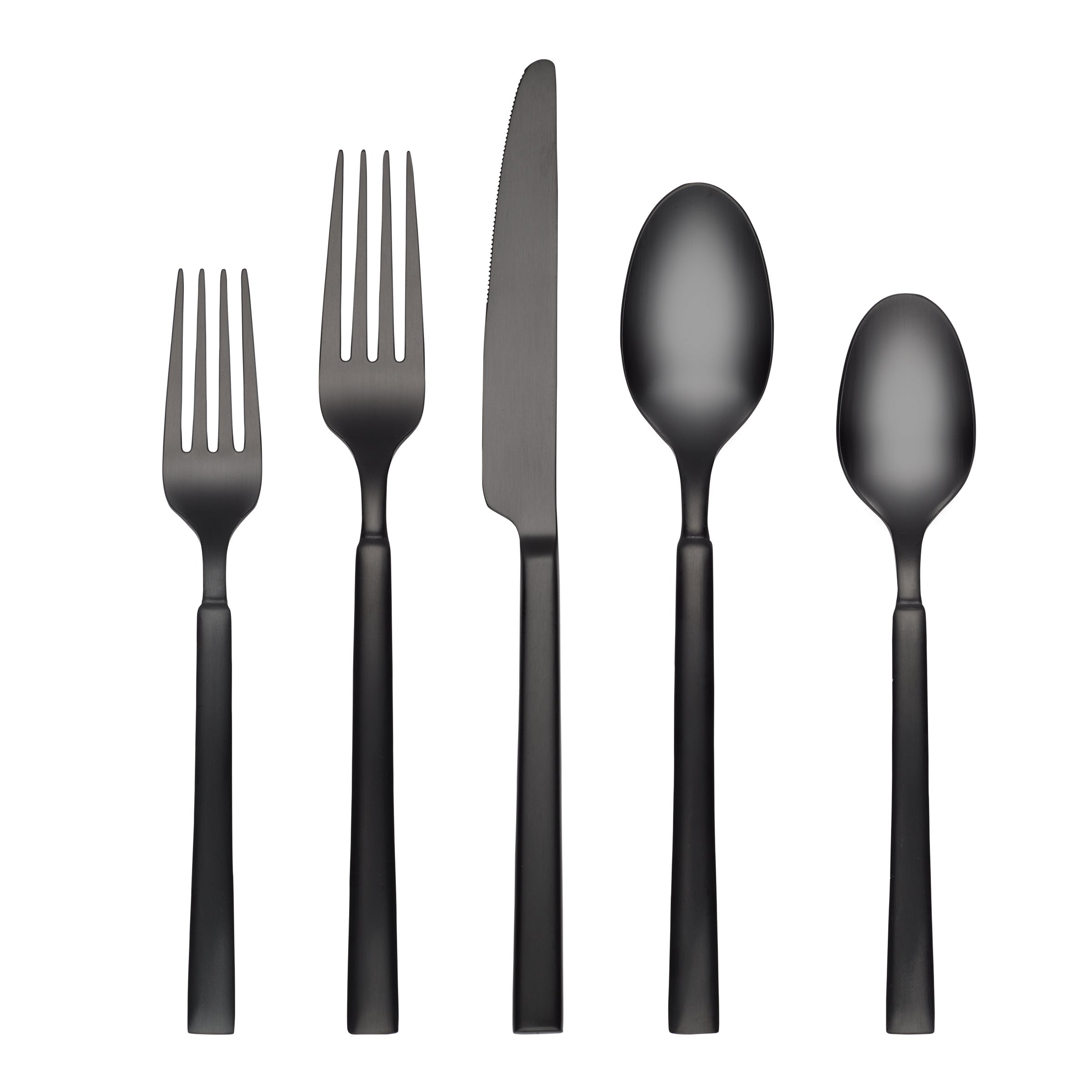 Black Satin Flatware Set 20-Piece | Gailann Modern Dining