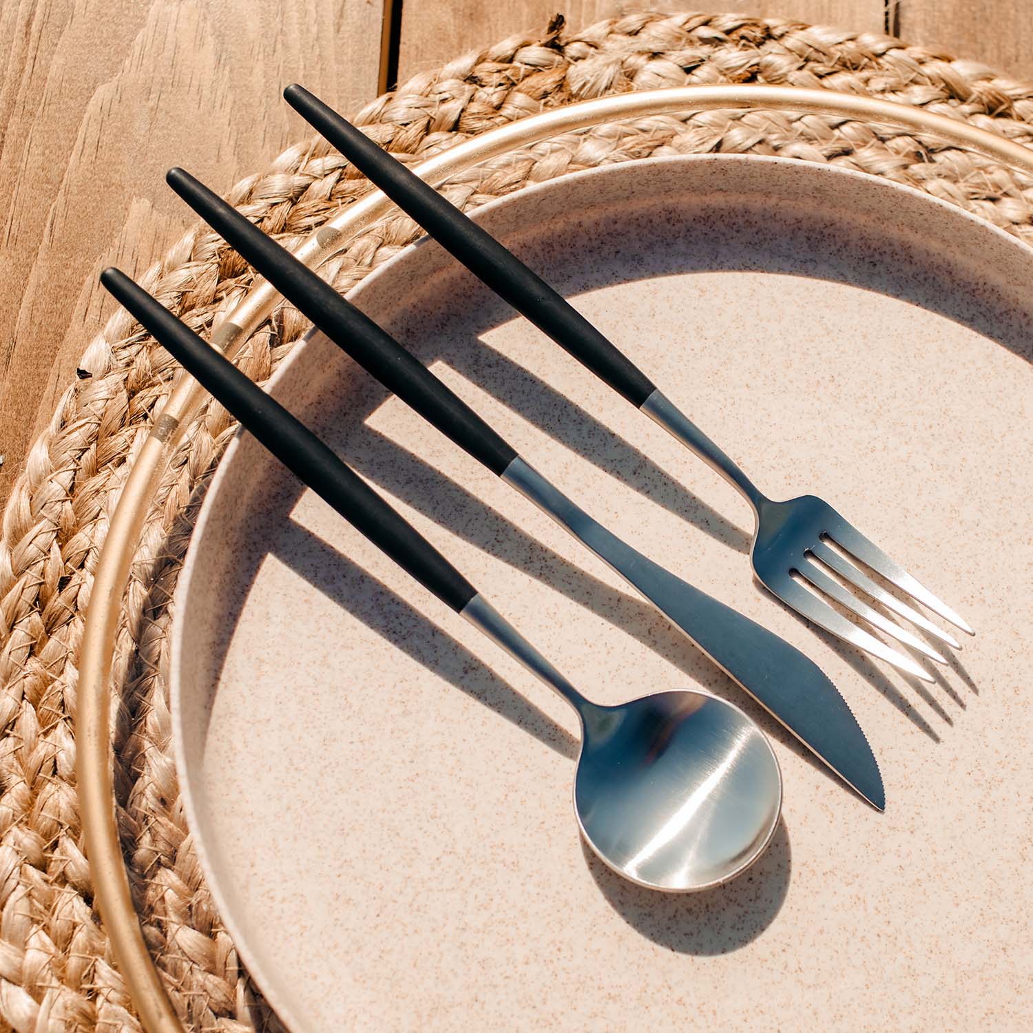 20-Piece Black Satin Flatware Set | Sojourn Stainless Steel