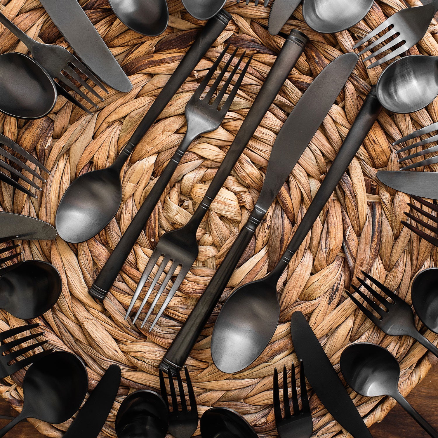 Black Satin Flatware Set 20-Piece for 4 | Emmy
