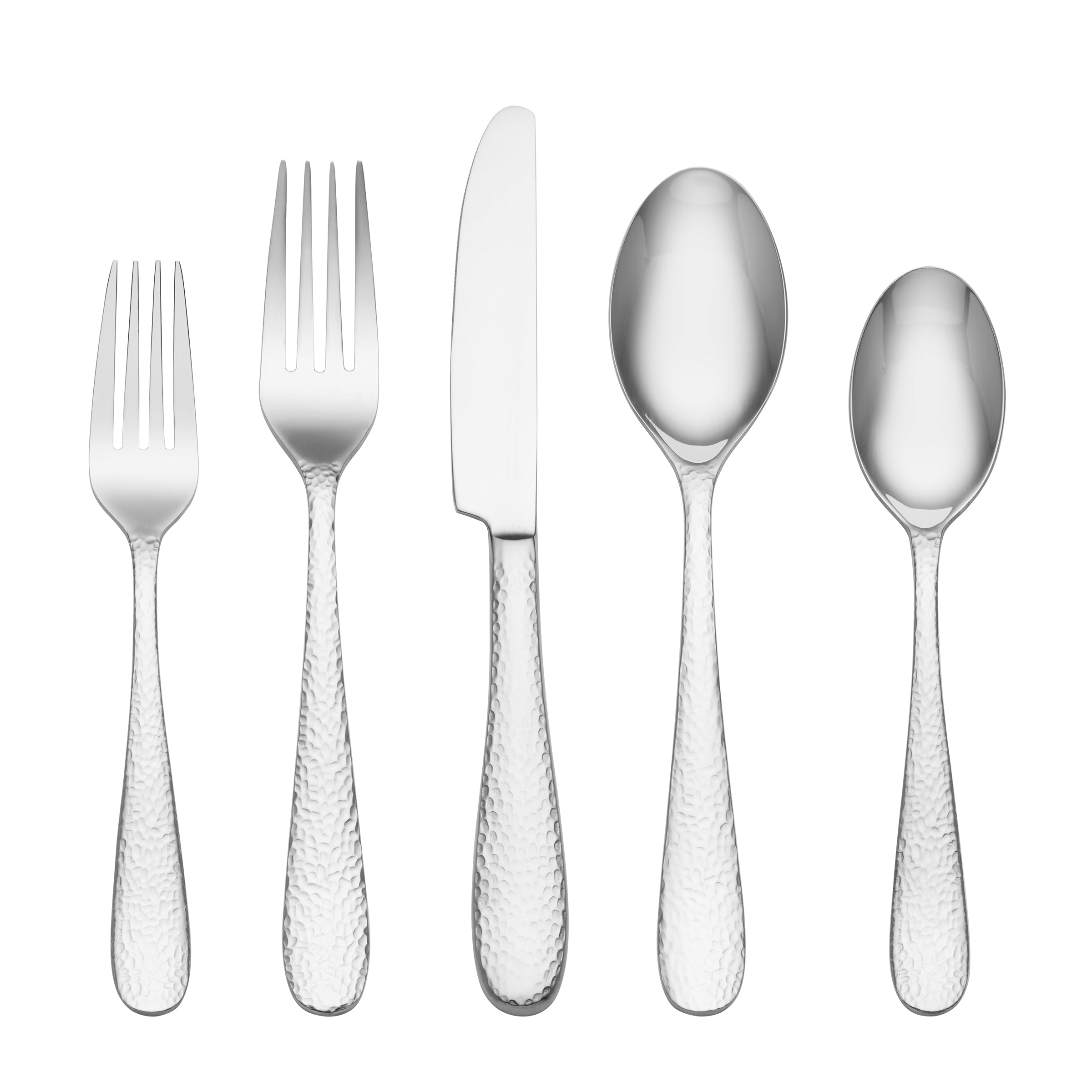 Hammered Stainless Steel Flatware Set 20-Piece | Rendezvous