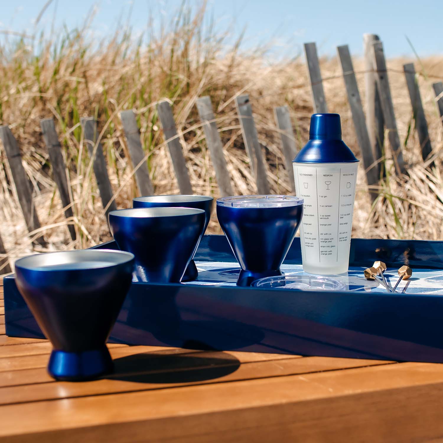 Vacuum-Insulated Navy Cocktail Tumblers - Set of 4 | Stainless Steel