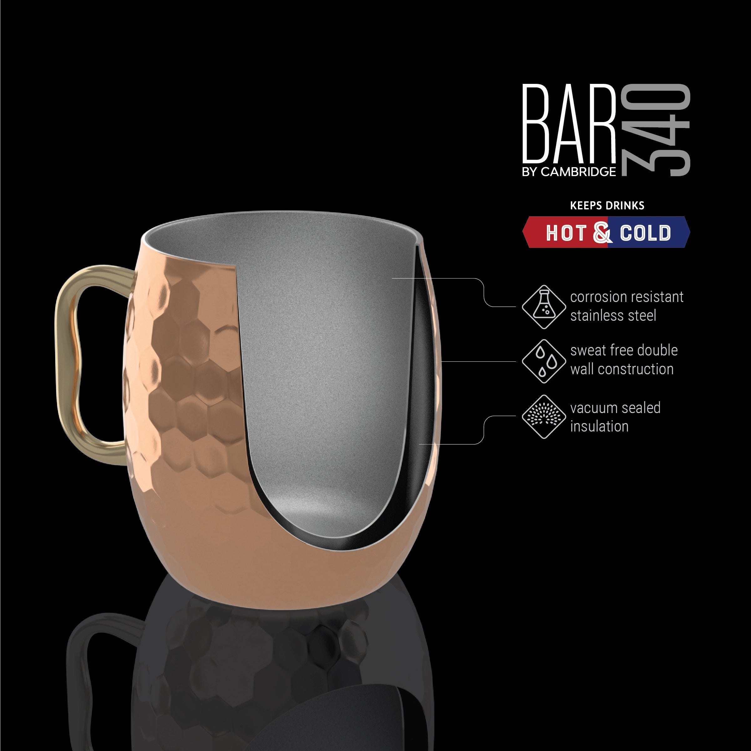Hammered Copper Moscow Mule Mugs - Set of 2 for Cocktails & Gifts | Shatter-Resistant
