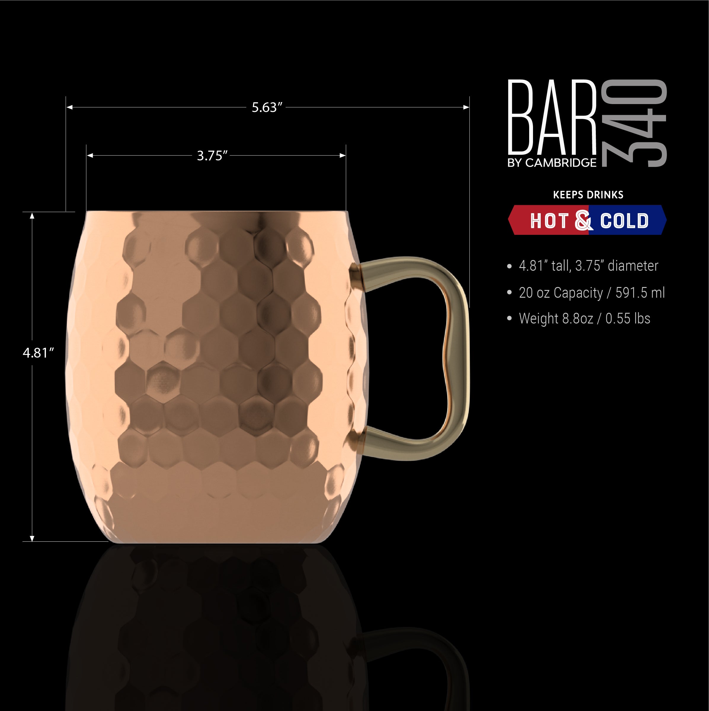 Hammered Copper Moscow Mule Mugs - Set of 2 for Cocktails & Gifts | Shatter-Resistant