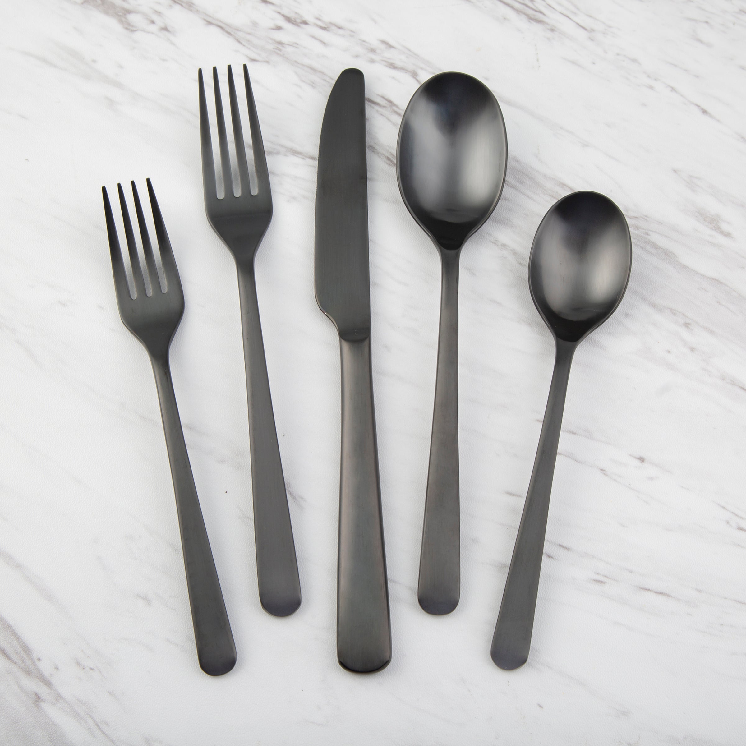 Black Satin Flatware Set 20-Piece for Everyday Dining | Cecil