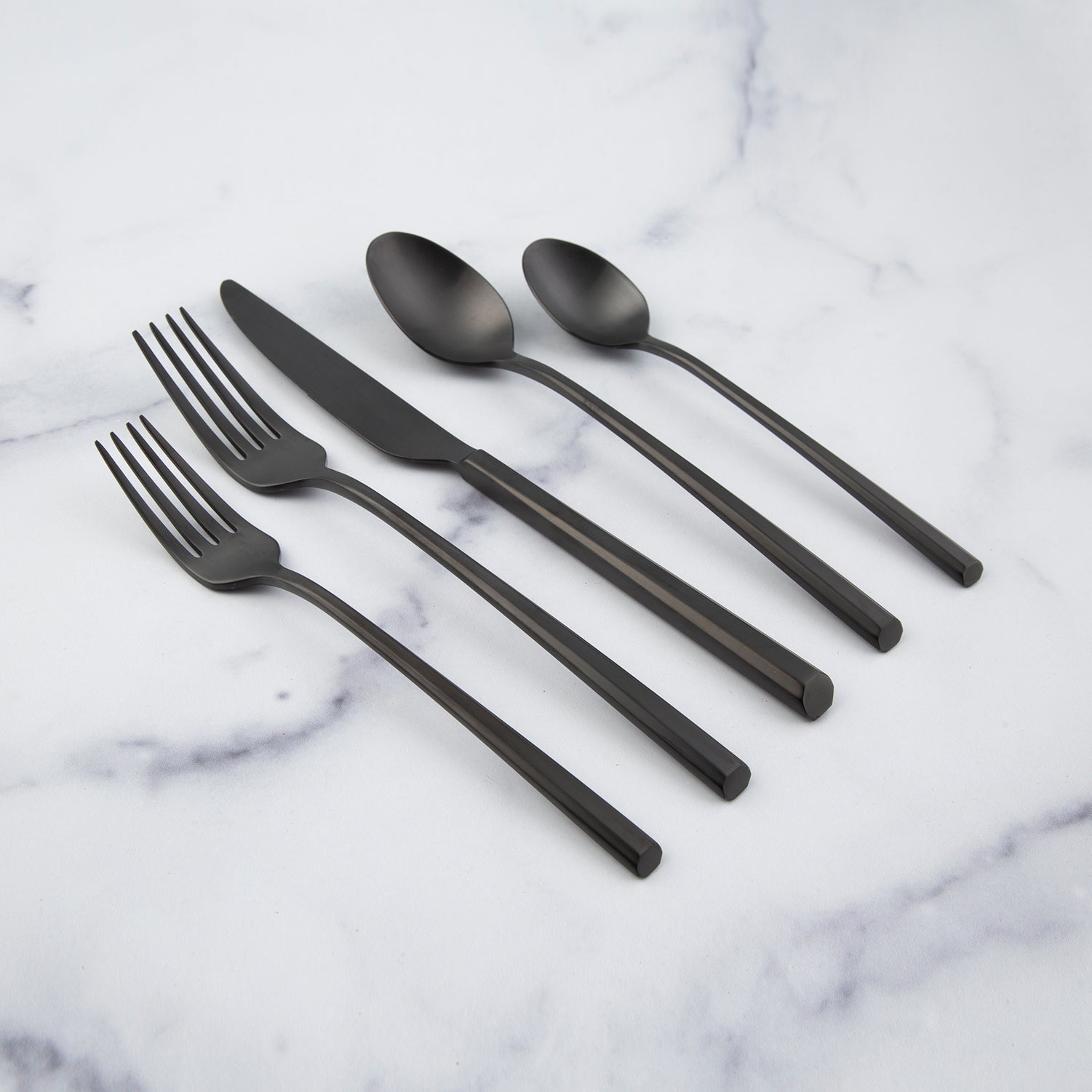 Black Satin Flatware Set 20-Piece for 4 | Isobel 18/10 Stainless Steel