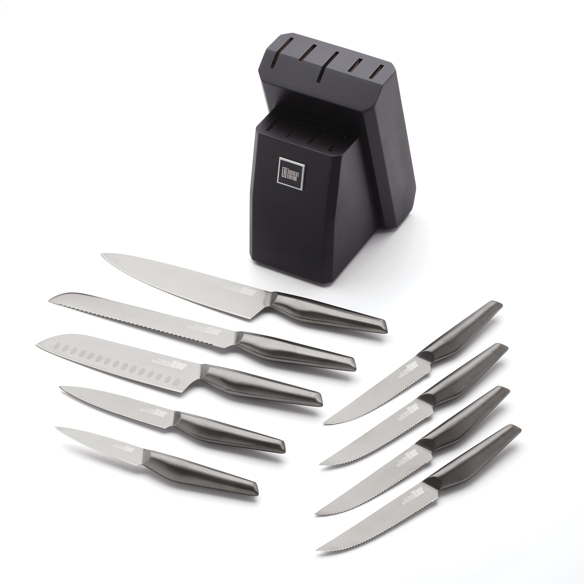 10-Piece Black Cutlery Block Set with Ergonomic Handles | Robert Irvine