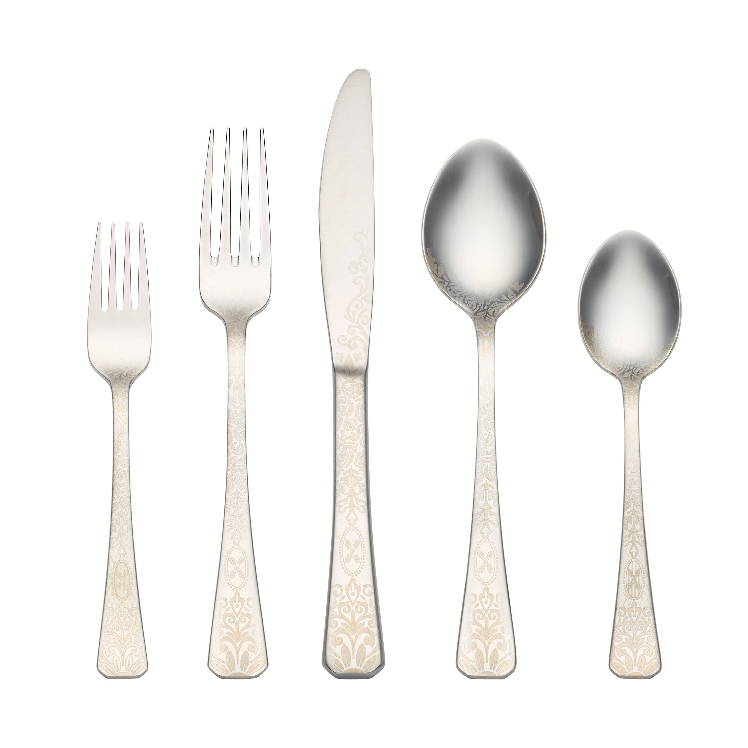 Floral Etch 30-Piece Flatware Set for 6 | Elegant Tableware