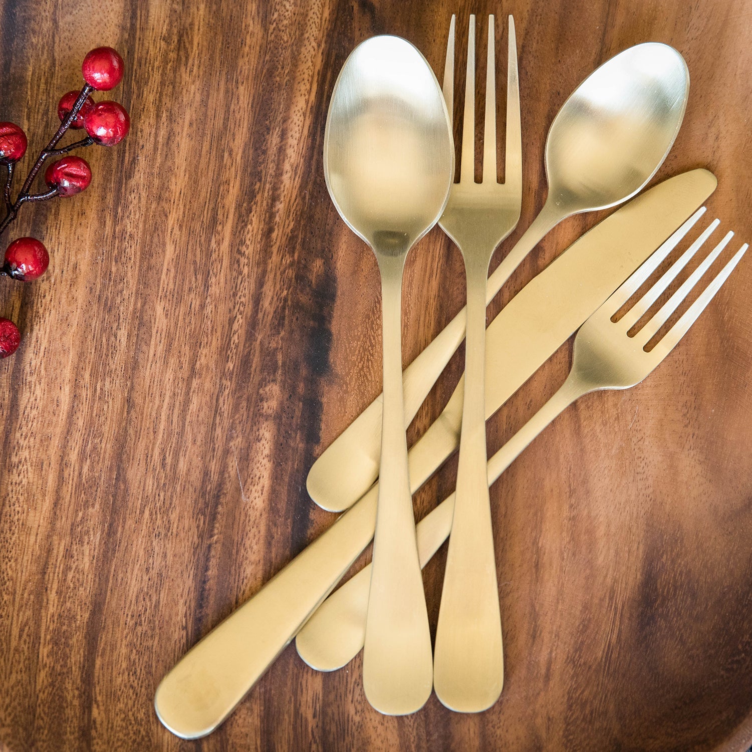 Champagne Satin Flatware Set 20-Piece for 4 | Rhiannon