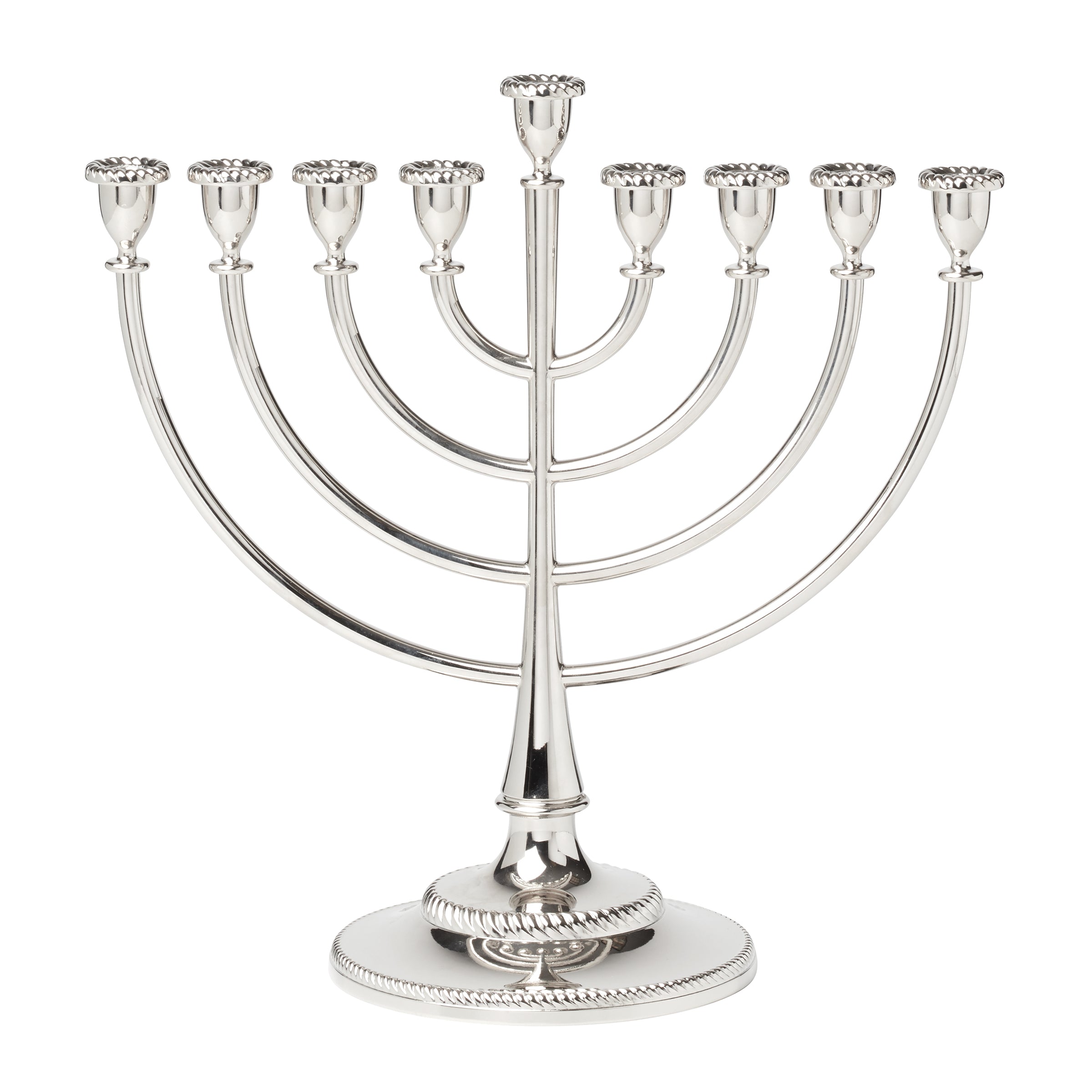Silver Menorah with White & Blue Candles | Roseland Collection