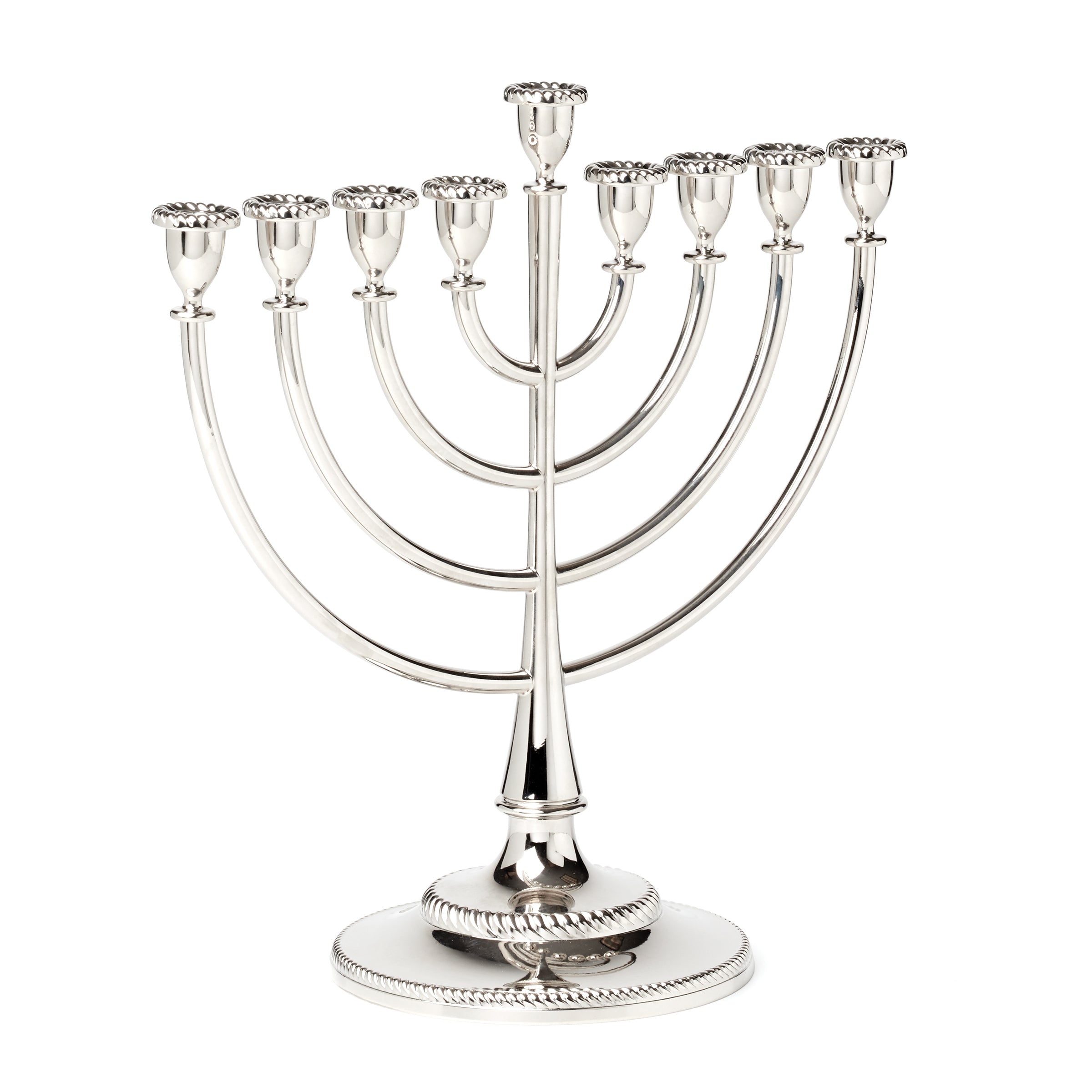 Silver Menorah with White & Blue Candles | Roseland Collection