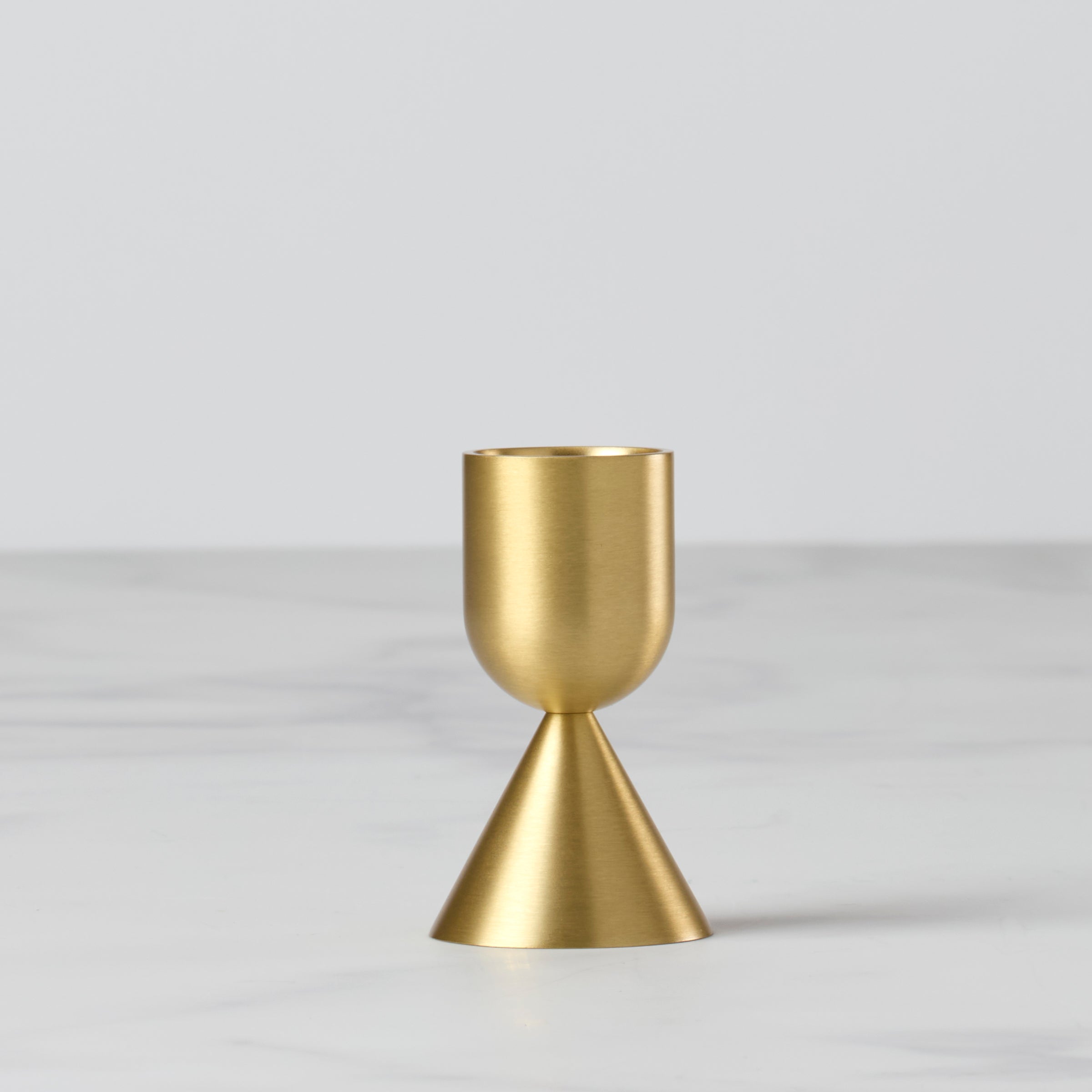 Reversible Brass Candle Holder for Table Decor | Light Gold Taper