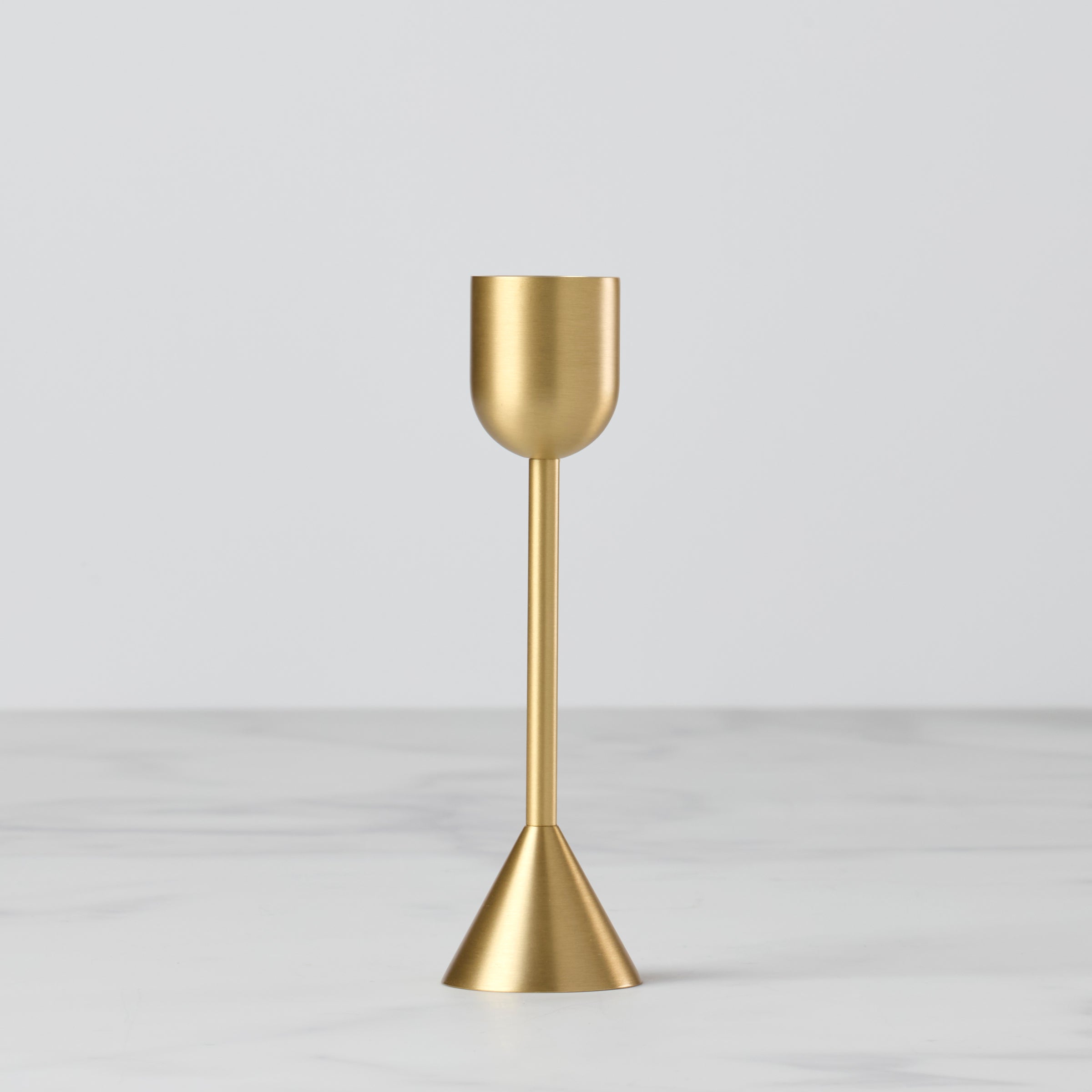 Reversible Brass Candle Holder for Elegant Table Settings | Light Gold