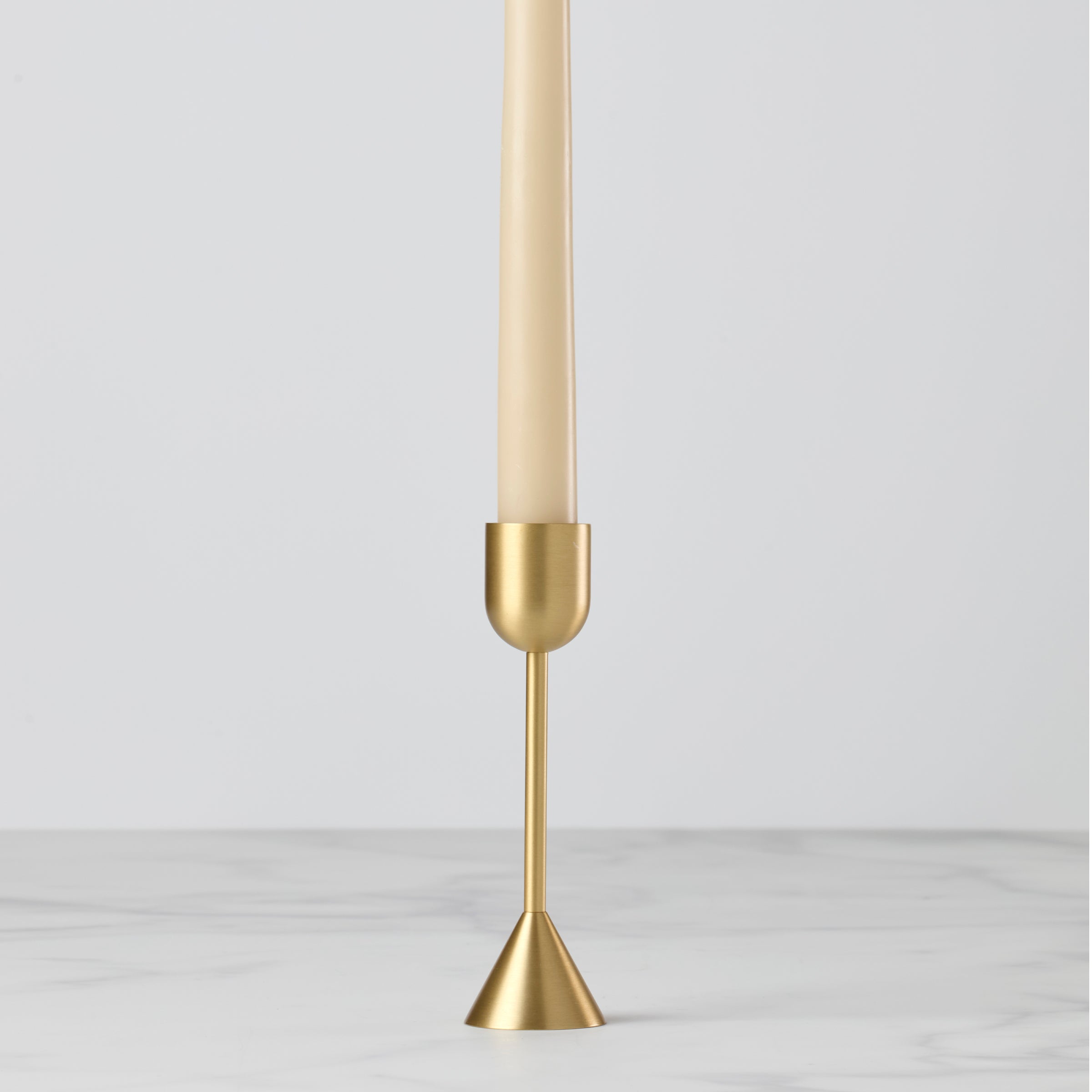 Reversible Brass Candle Holder for Elegant Table Settings | Light Gold