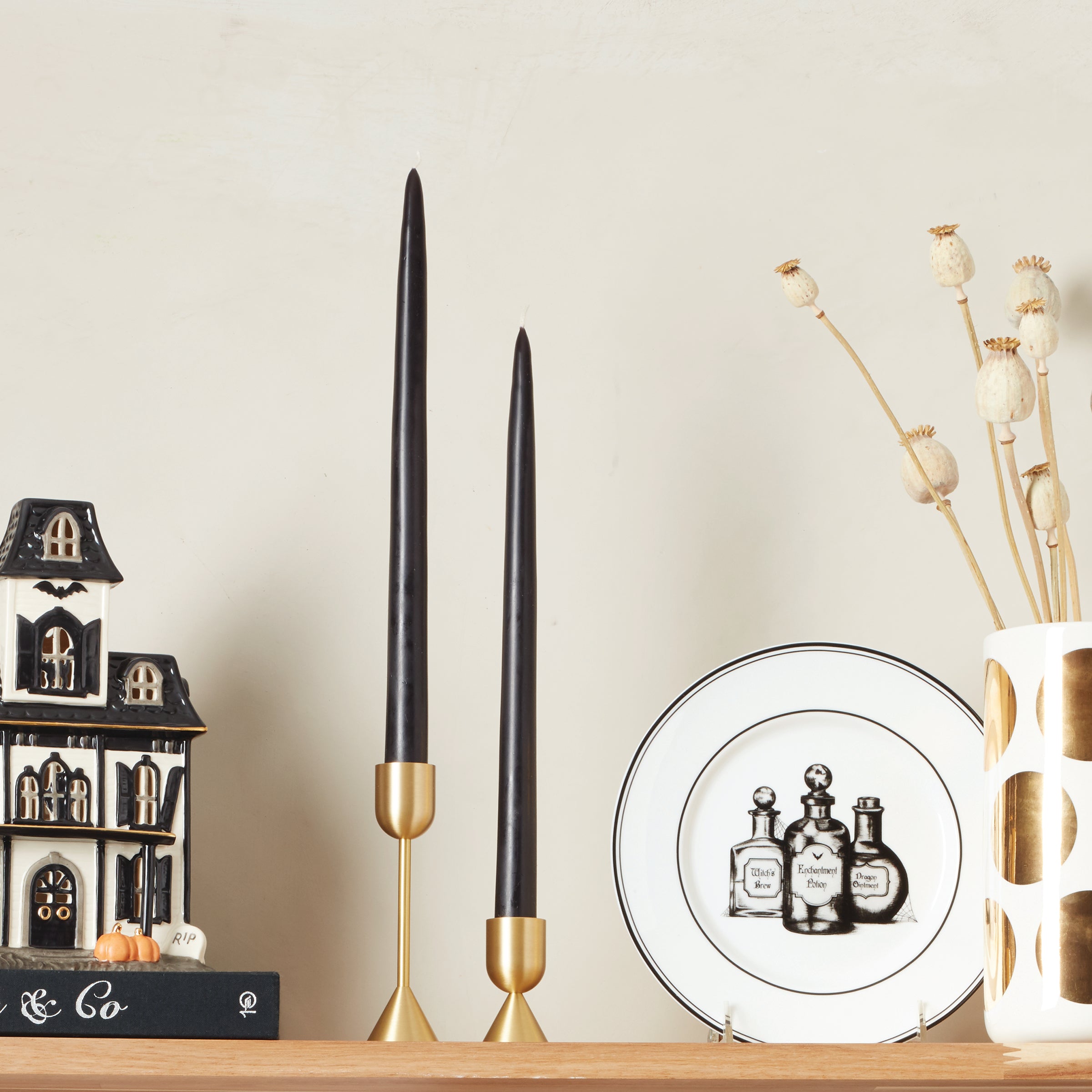 Reversible Brass Candle Holder for Elegant Table Settings | Light Gold