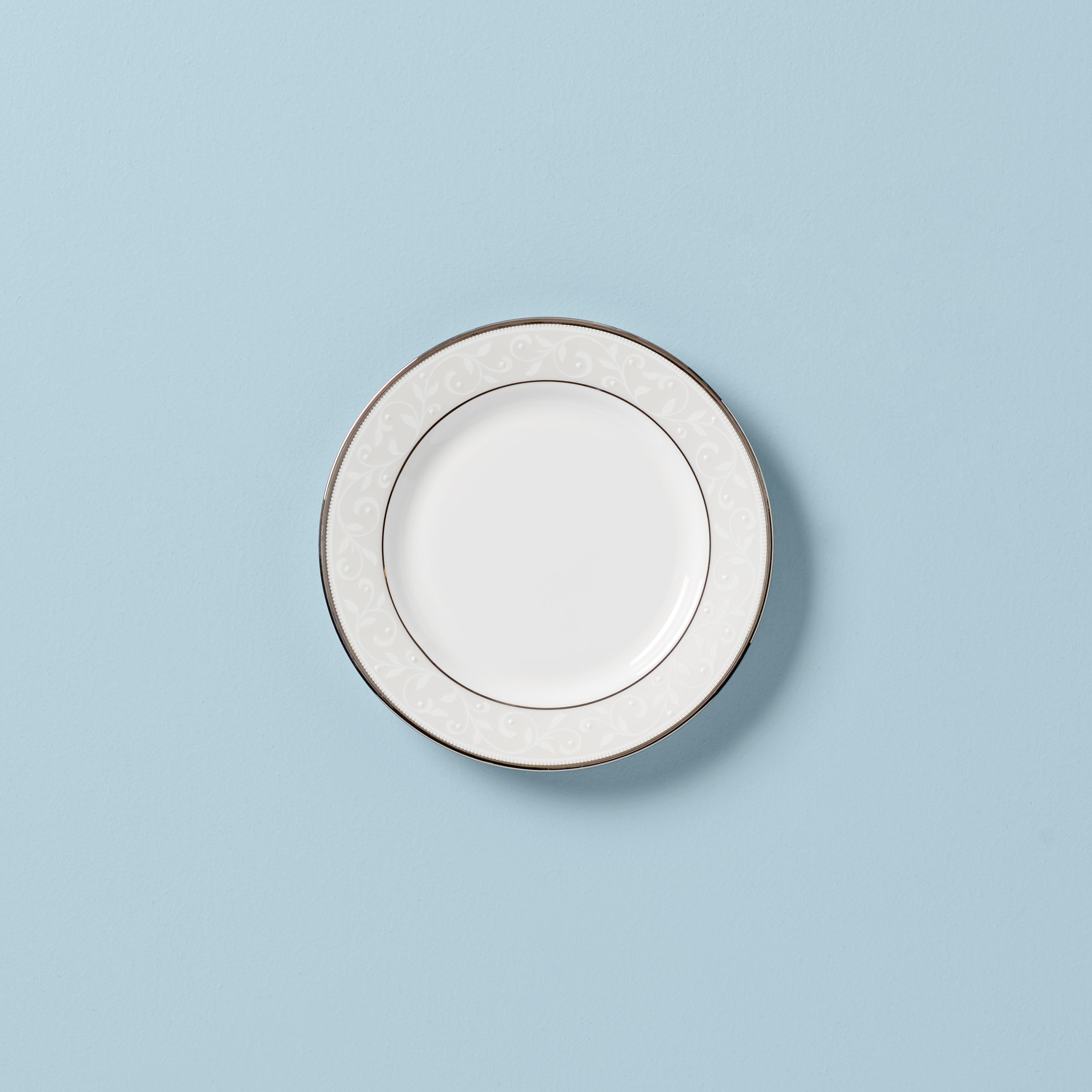 Opal Innocence Bone China Bread Plate with Platinum Accents | Dishwasher-Safe