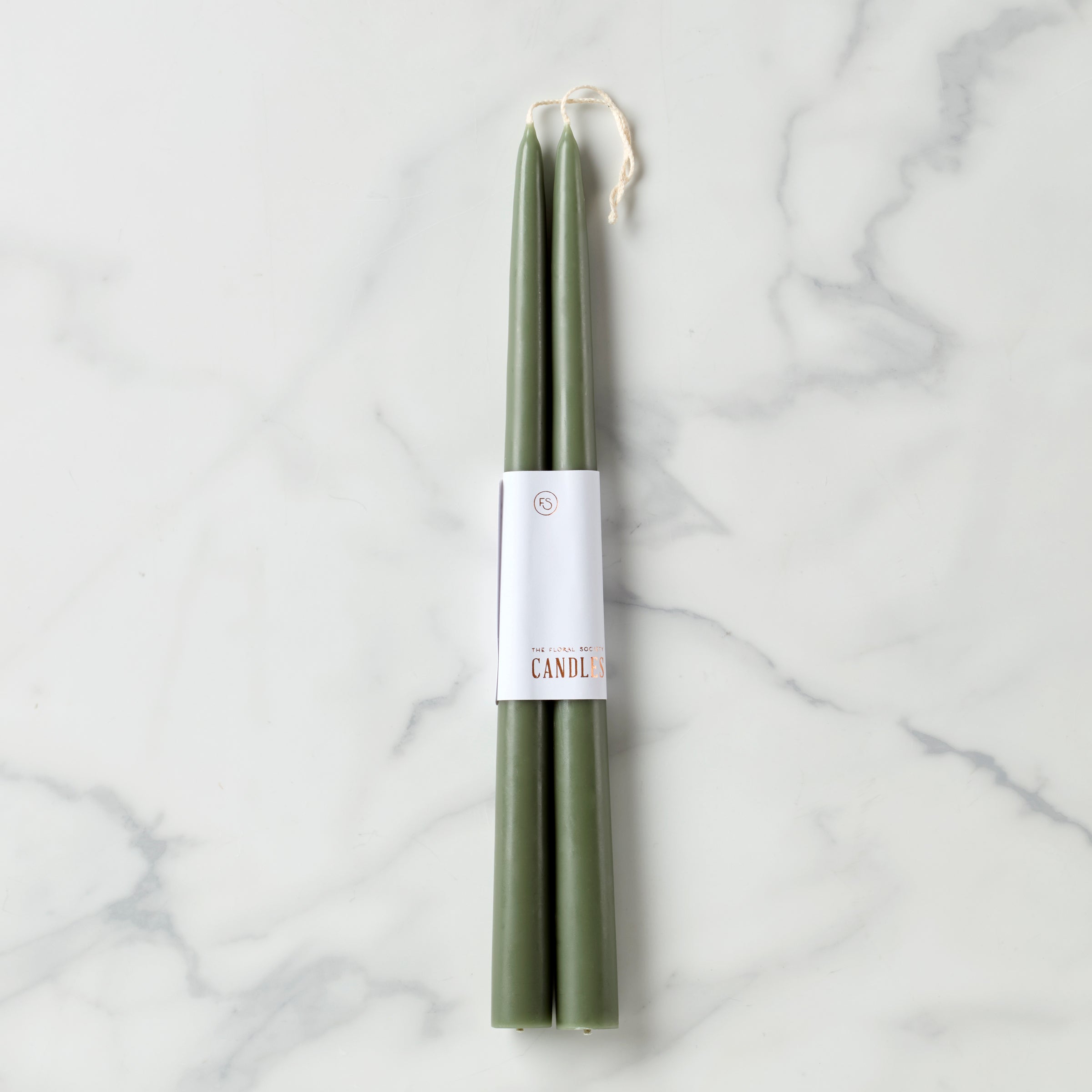 Hand-Dipped Moss Green Taper Candles - Pair of 12" | Clean Burn